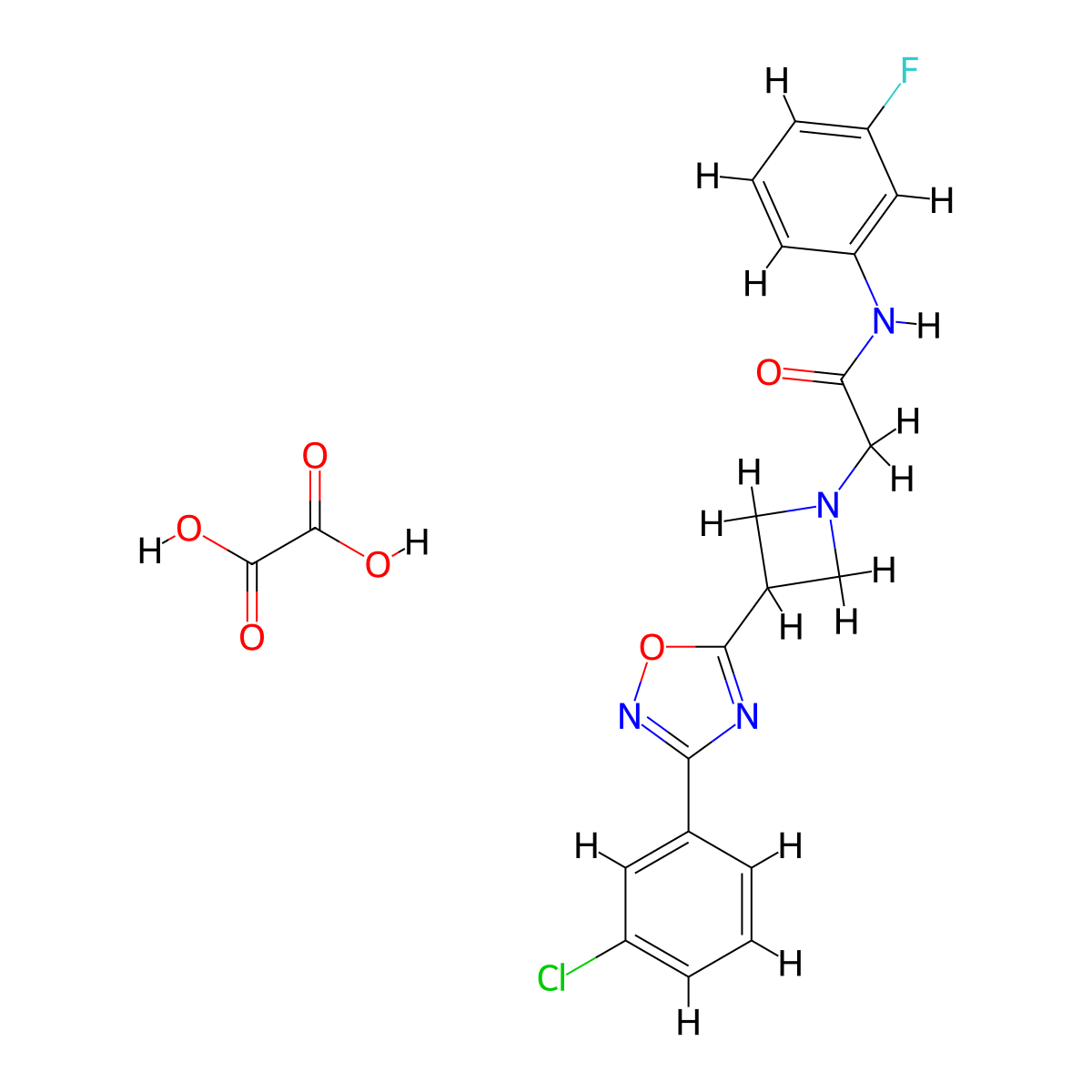 2-(3-(3-(3-chlorophenyl)-1,2,4-oxadiazol-5-yl)azetidin-1-yl)-N-(3-fluorophenyl)acetamide oxalate molecular structure, CAS 1351621-41-4