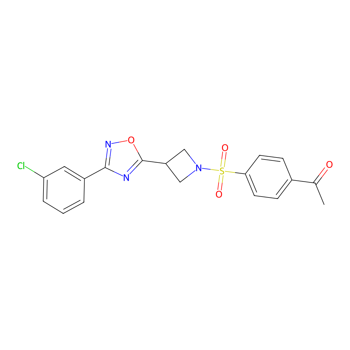 1-(4-((3-(3-(3-Chlorophenyl)-1,2,4-oxadiazol-5-yl)azetidin-1-yl)sulfonyl)phenyl)ethanone molecular structure, CAS 1351621-44-7