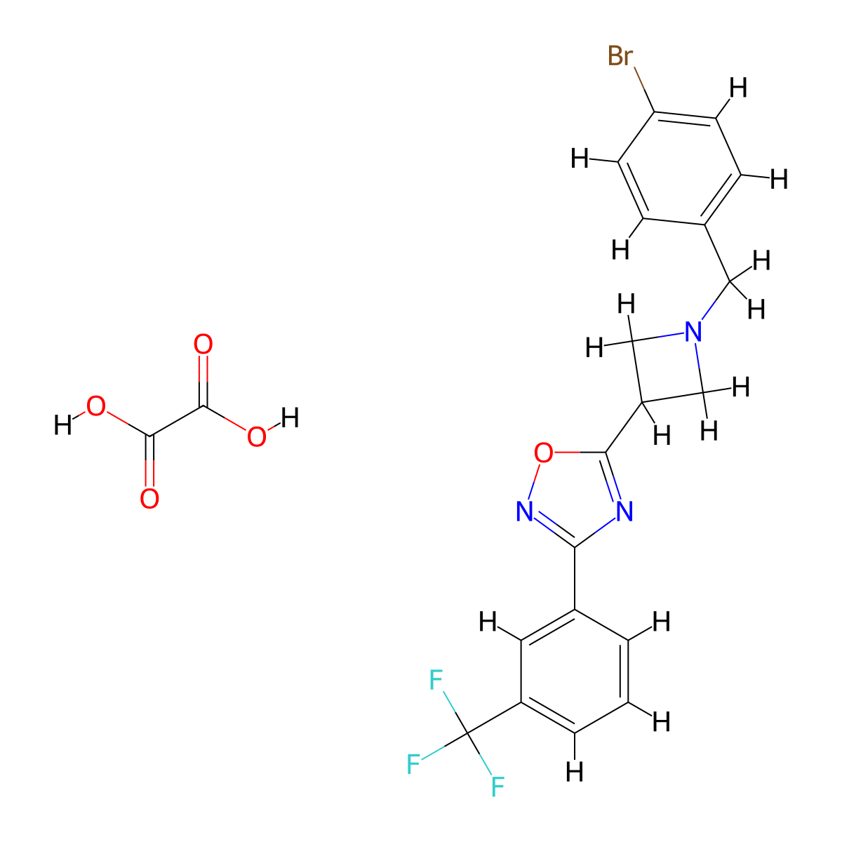 5-(1-(4-Bromobenzyl)azetidin-3-yl)-3-(3-(trifluoromethyl)phenyl)-1,2,4-oxadiazole oxalate molecular structure, CAS 1351621-47-0