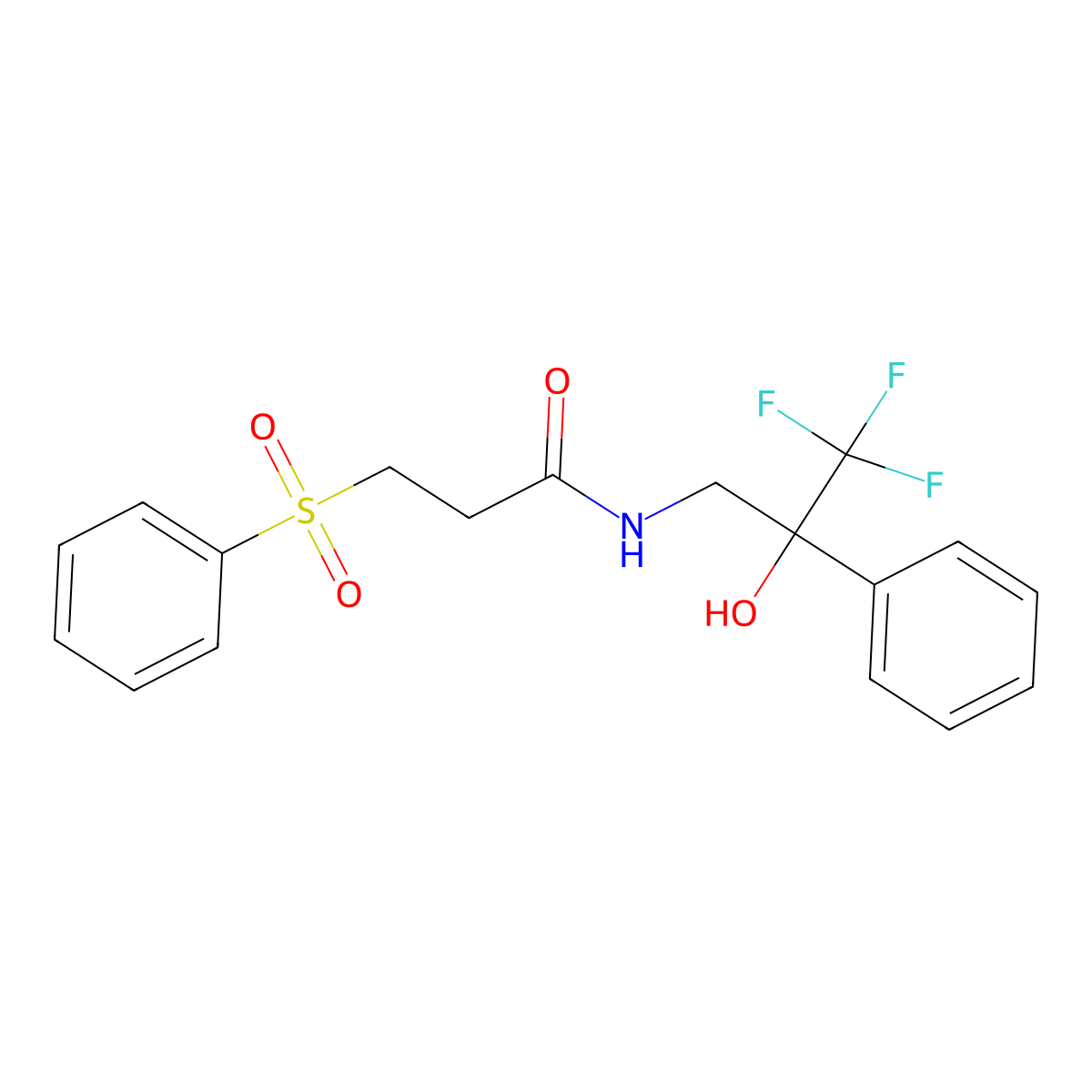 3-(benzenesulfonyl)-N-(3,3,3-trifluoro-2-hydroxy-2-phenylpropyl)propanamide molecular structure, CAS 1351621-51-6