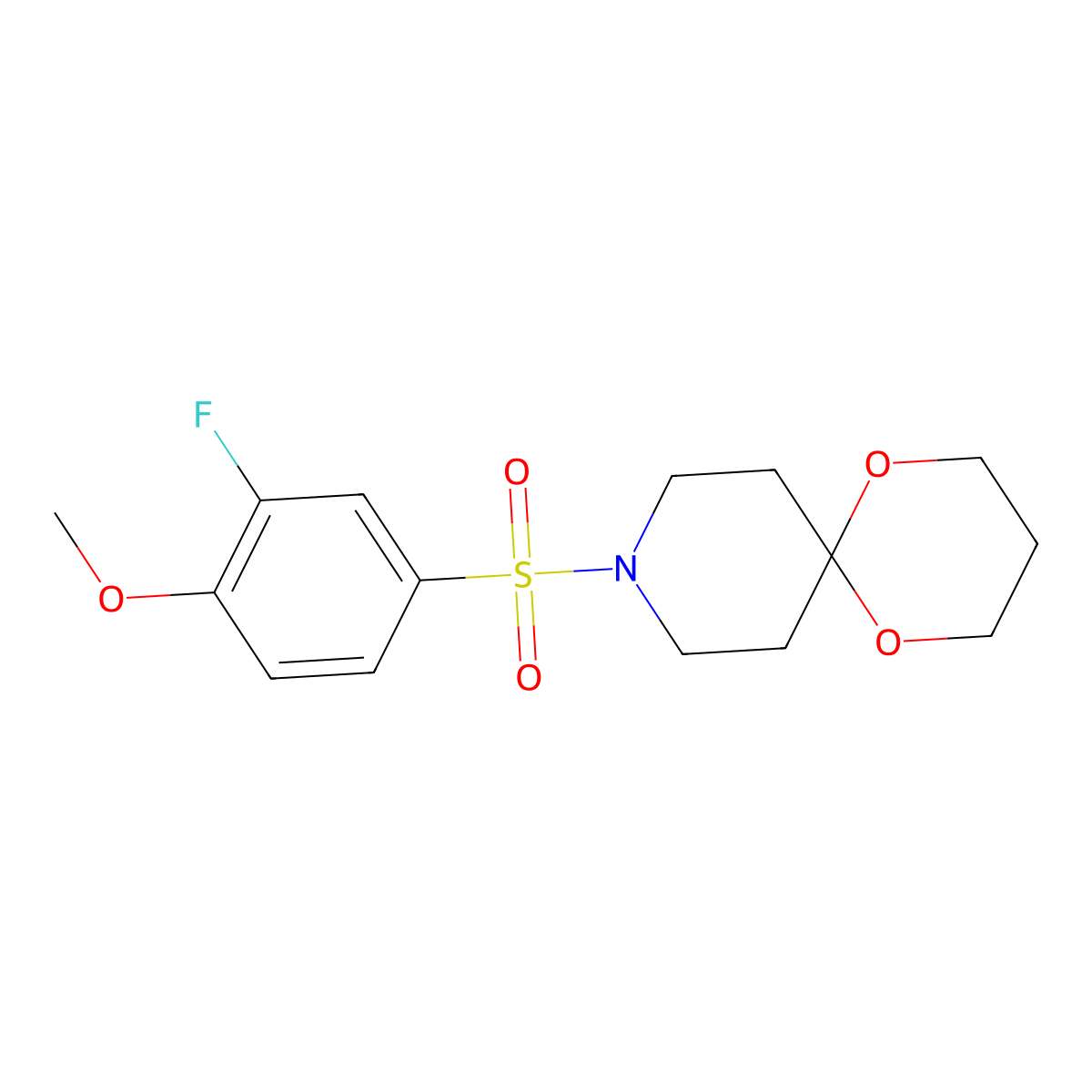 9-((3-Fluoro-4-methoxyphenyl)sulfonyl)-1,5-dioxa-9-azaspiro[5.5]undecane molecular structure, CAS 1351621-53-8