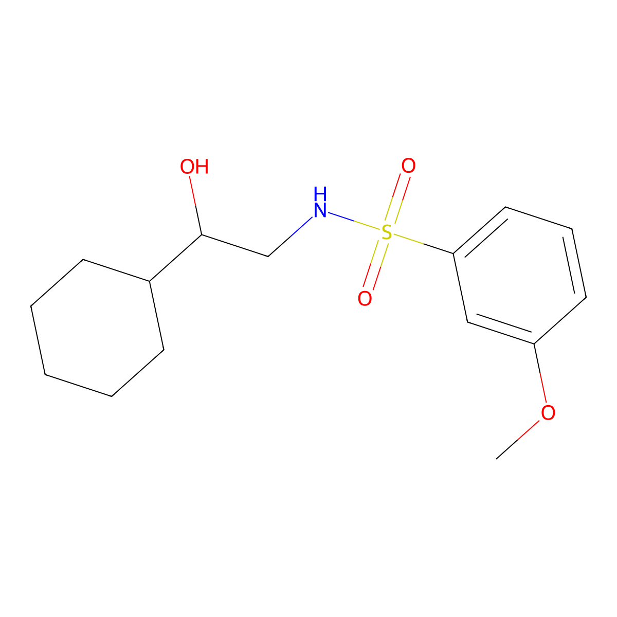 N-(2-cyclohexyl-2-hydroxyethyl)-3-methoxybenzenesulfonamide molecular structure, CAS 1351621-58-3