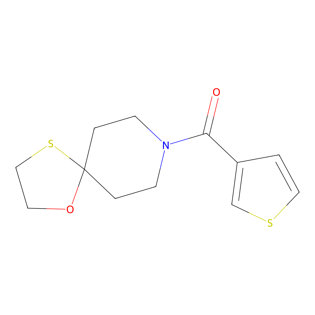 1-Oxa-4-thia-8-azaspiro[4.5]decan-8-yl(thiophen-3-yl)methanone molecular structure, CAS 1351621-60-7