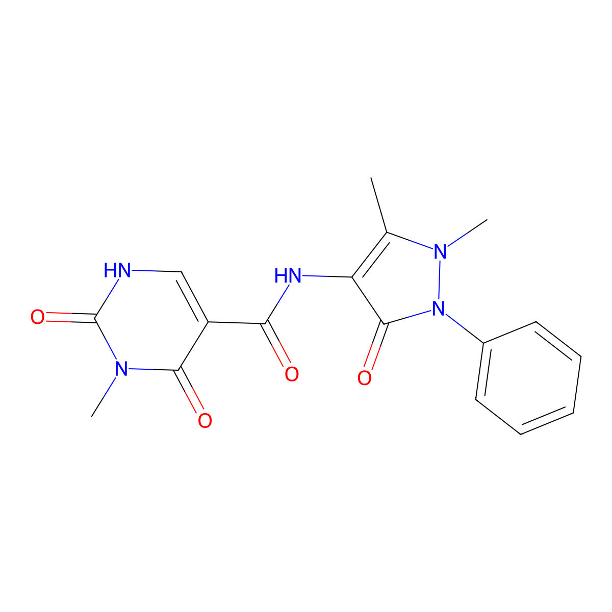 N-(1,5-dimethyl-3-oxo-2-phenyl-2,3-dihydro-1H-pyrazol-4-yl)-3-methyl-2,4-dioxo-1,2,3,4-tetrahydropyrimidine-5-carboxamide molecular structure, CAS 1351621-67-4