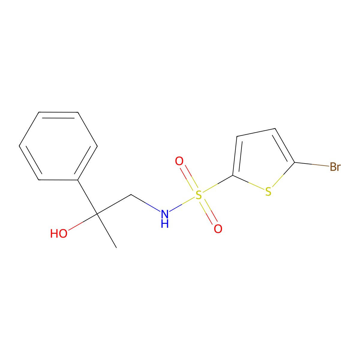 5-bromo-N-(2-hydroxy-2-phenylpropyl)thiophene-2-sulfonamide molecular structure, CAS 1351621-70-9