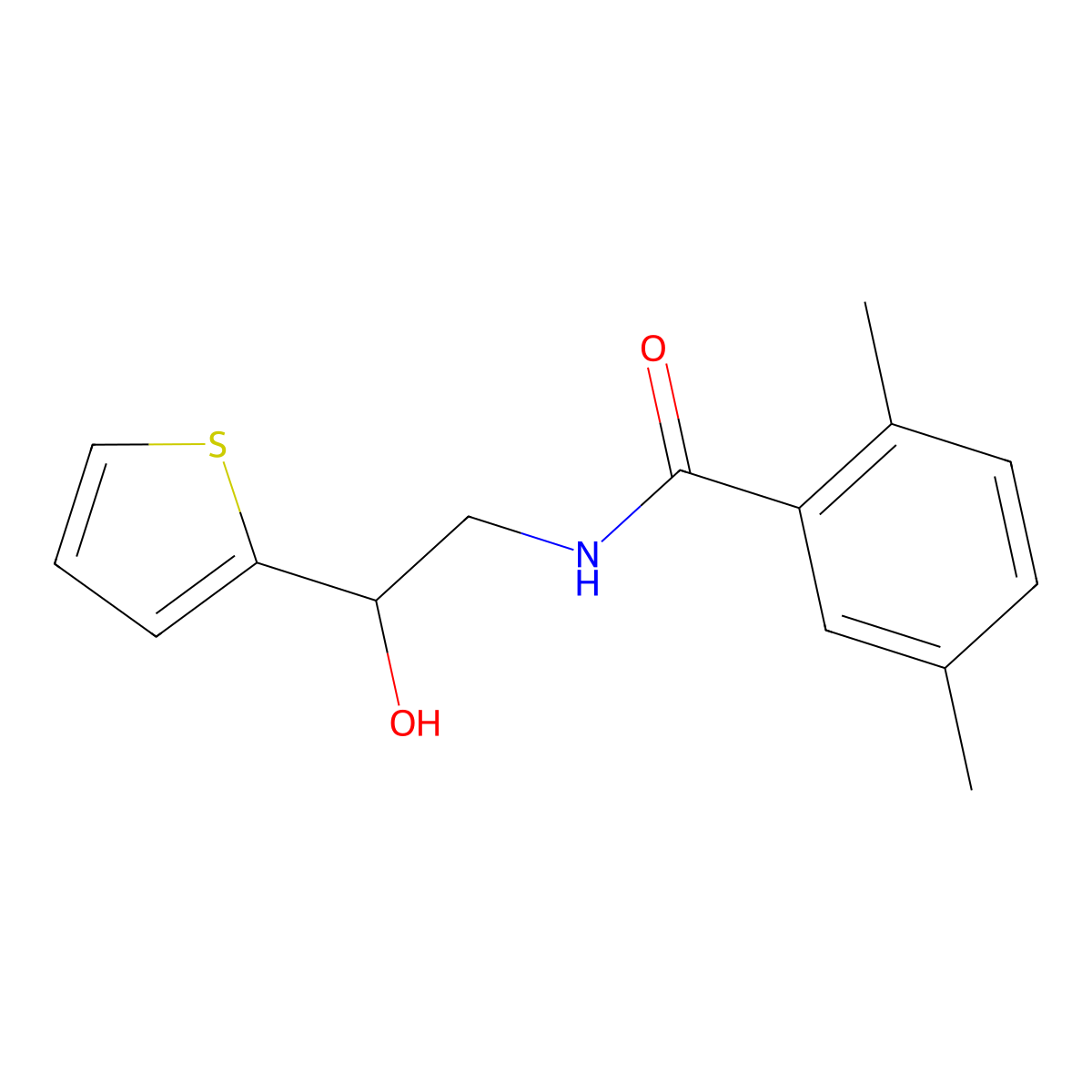 N-[2-hydroxy-2-(thiophen-2-yl)ethyl]-2,5-dimethylbenzamide molecular structure, CAS 1351621-72-1