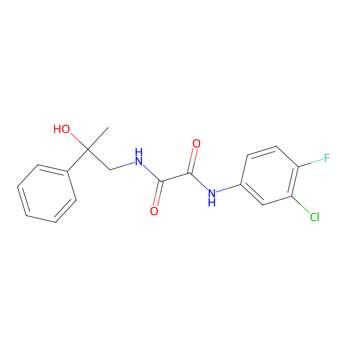 N1-(3-chloro-4-fluorophenyl)-N2-(2-hydroxy-2-phenylpropyl)oxalamide molecular structure, CAS 1351621-86-7