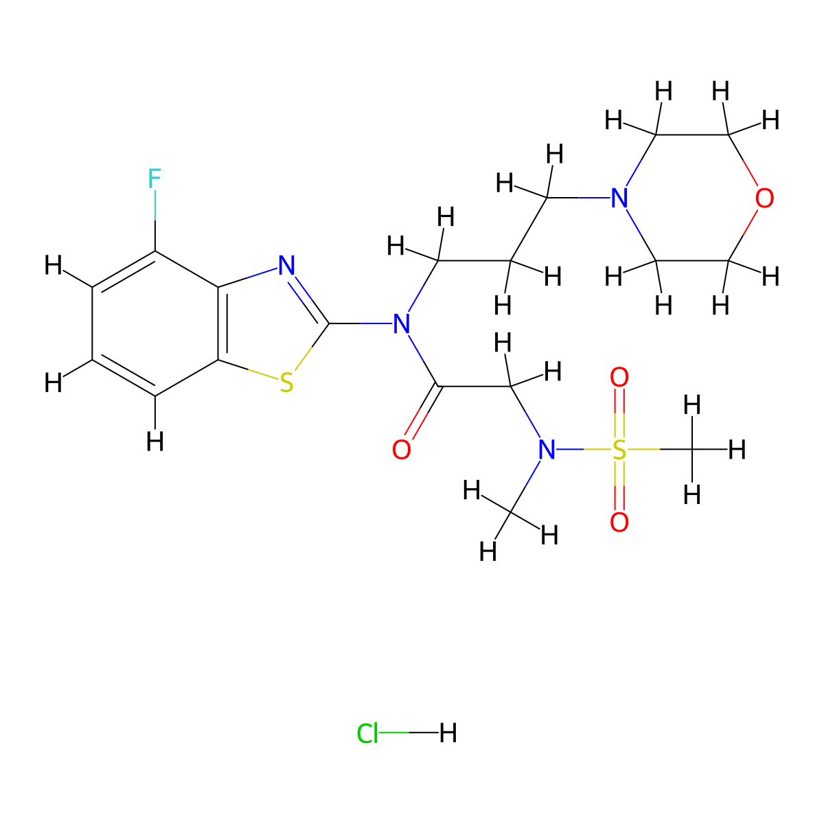 N-(4-fluorobenzo[d]thiazol-2-yl)-2-(N-methylmethylsulfonamido)-N-(3-morpholinopropyl)acetamide hydrochloride molecular structure, CAS 1351621-92-5