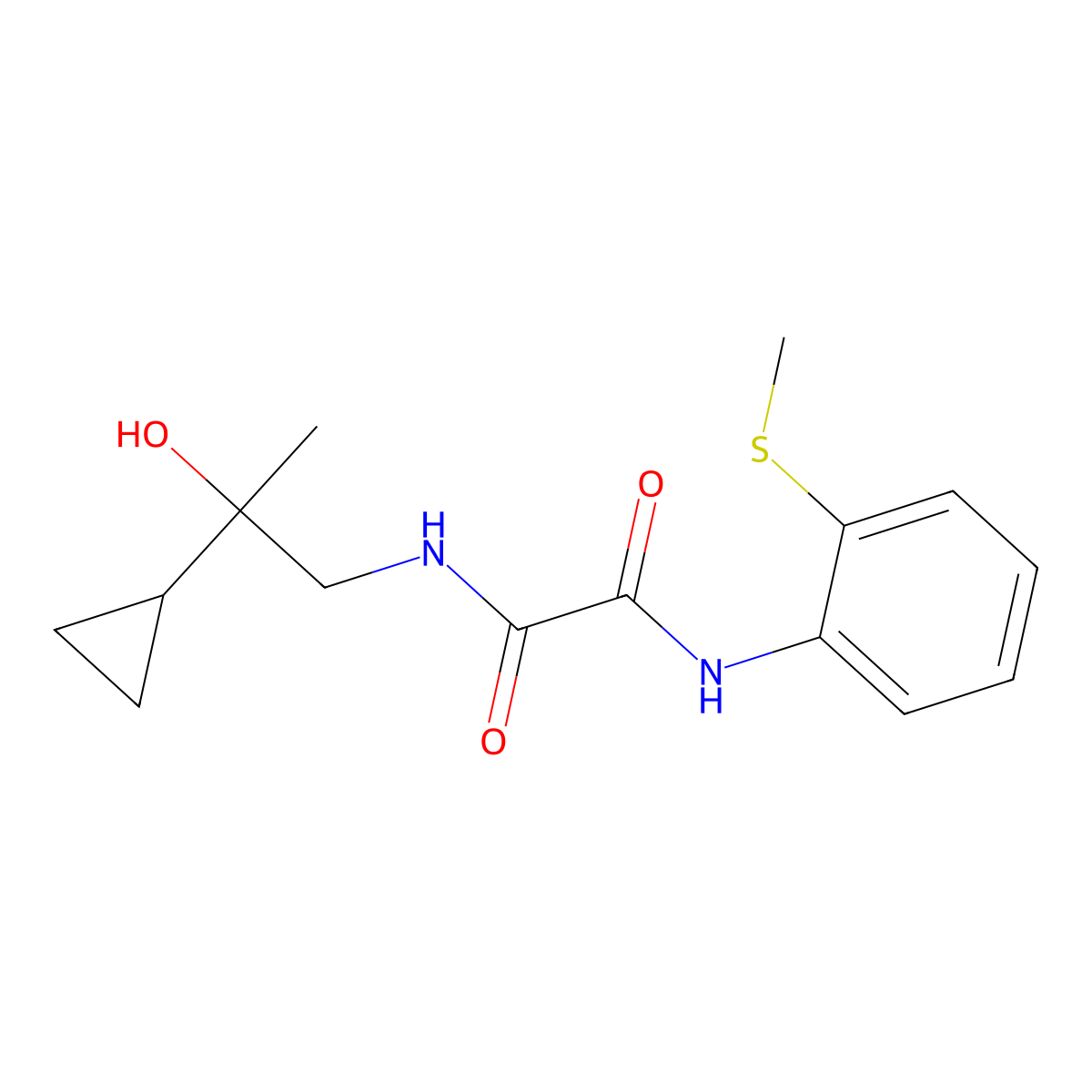 N1-(2-cyclopropyl-2-hydroxypropyl)-N2-(2-(methylthio)phenyl)oxalamide molecular structure, CAS 1351621-95-8