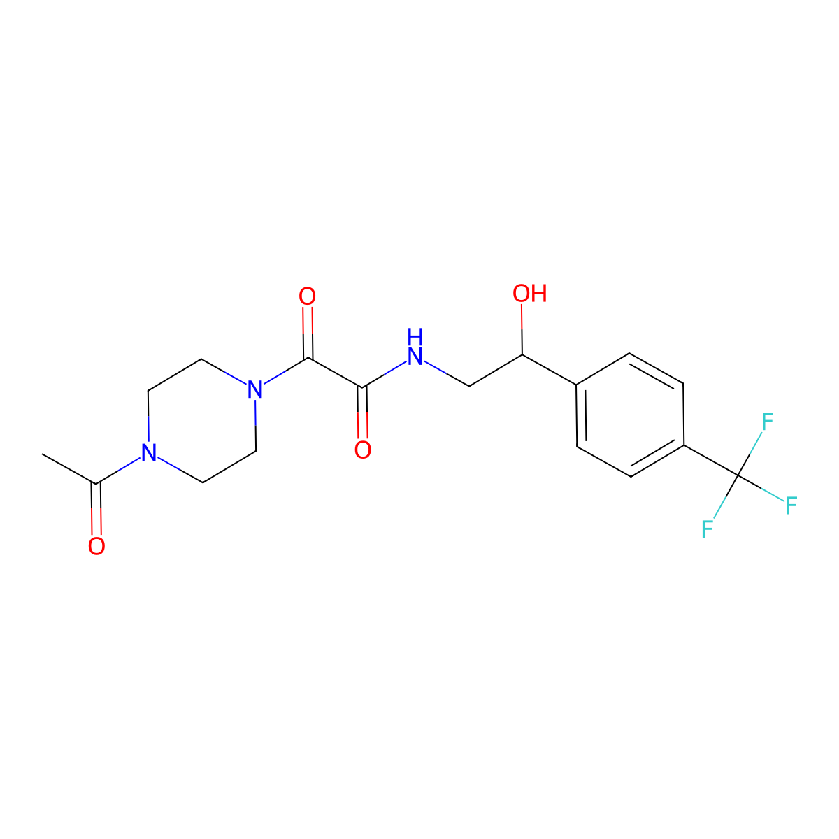2-(4-acetylpiperazin-1-yl)-N-(2-hydroxy-2-(4-(trifluoromethyl)phenyl)ethyl)-2-oxoacetamide molecular structure, CAS 1351622-00-8