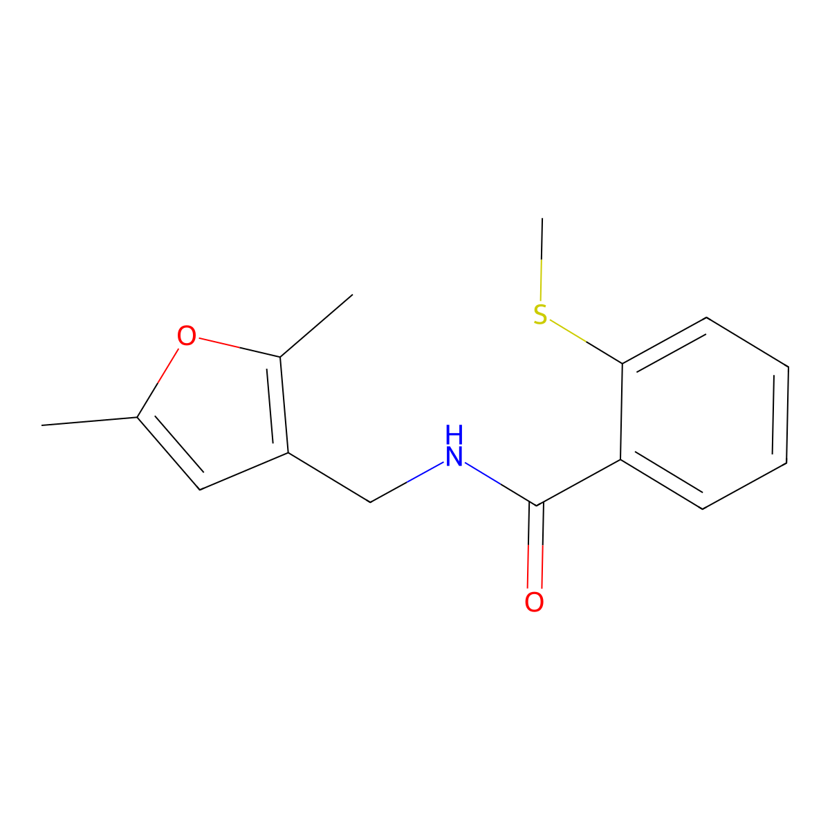 N-((2,5-dimethylfuran-3-yl)methyl)-2-(methylthio)benzamide molecular structure, CAS 1351622-09-7