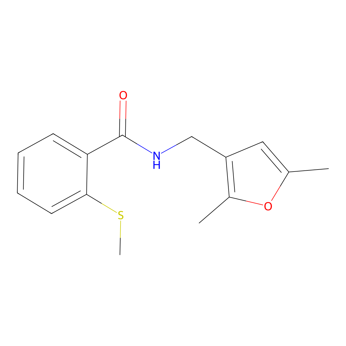 N-((2,5-dimethylfuran-3-yl)methyl)-2-(methylthio)benzamide molecular structure, CAS 1351622-09-7