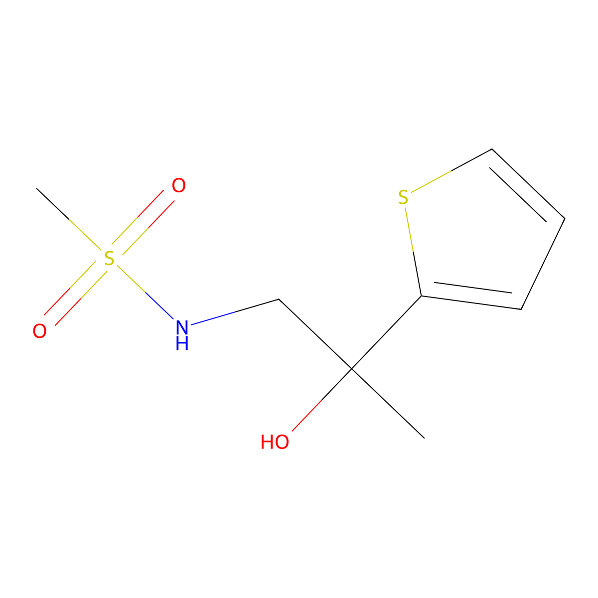 N-[2-hydroxy-2-(thiophen-2-yl)propyl]methanesulfonamide molecular structure, CAS 1351622-10-0