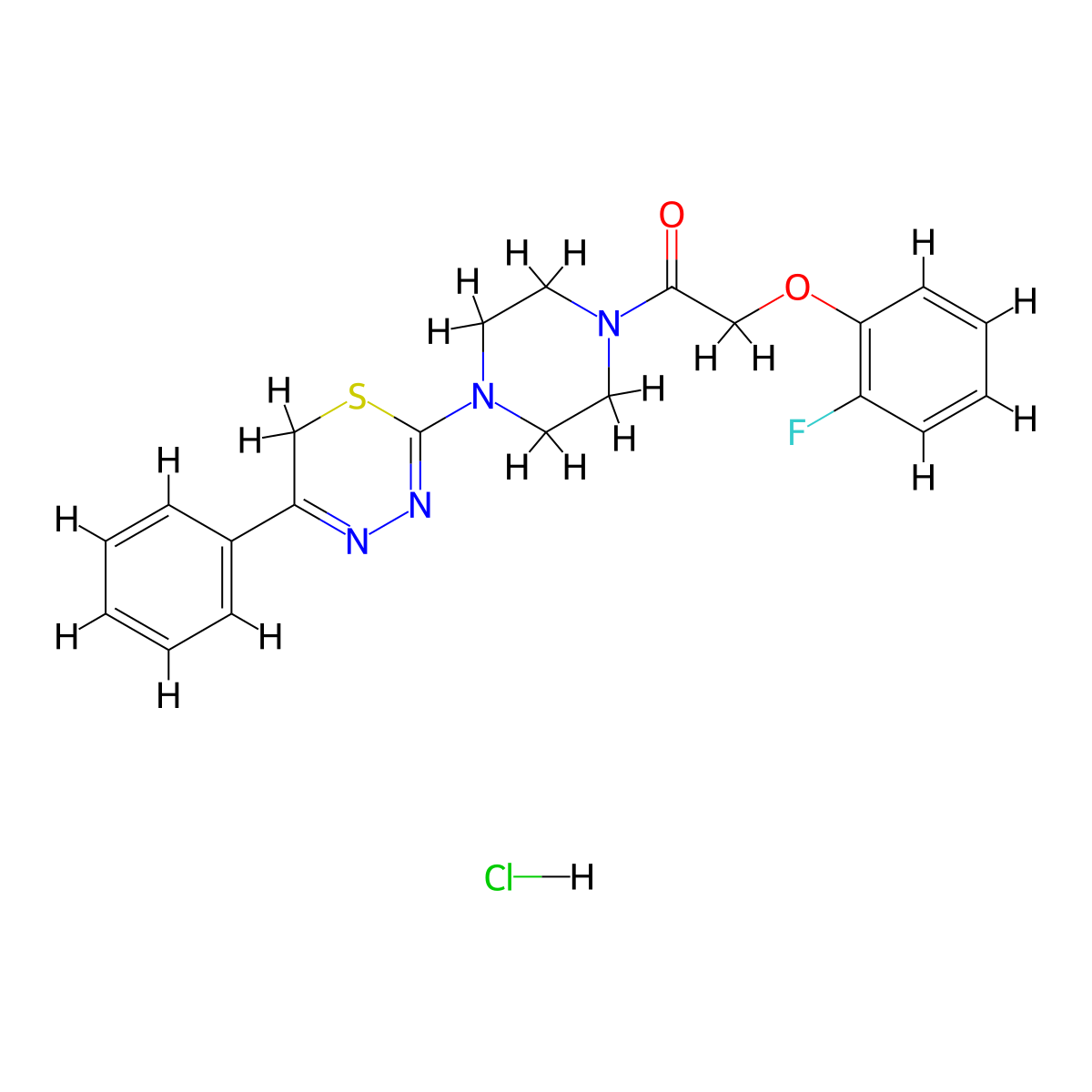 2-(2-fluorophenoxy)-1-(4-(5-phenyl-6H-1,3,4-thiadiazin-2-yl)piperazin-1-yl)ethanone hydrochloride molecular structure, CAS 1351622-20-2