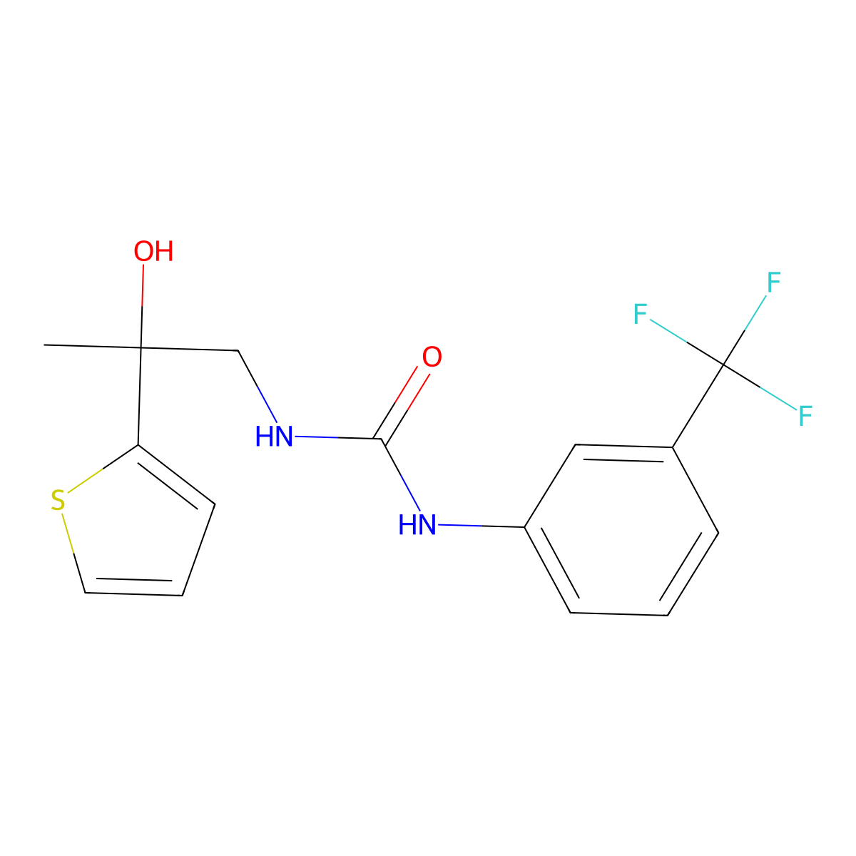 1-(2-Hydroxy-2-(thiophen-2-yl)propyl)-3-(3-(trifluoromethyl)phenyl)urea molecular structure, CAS 1351622-21-3