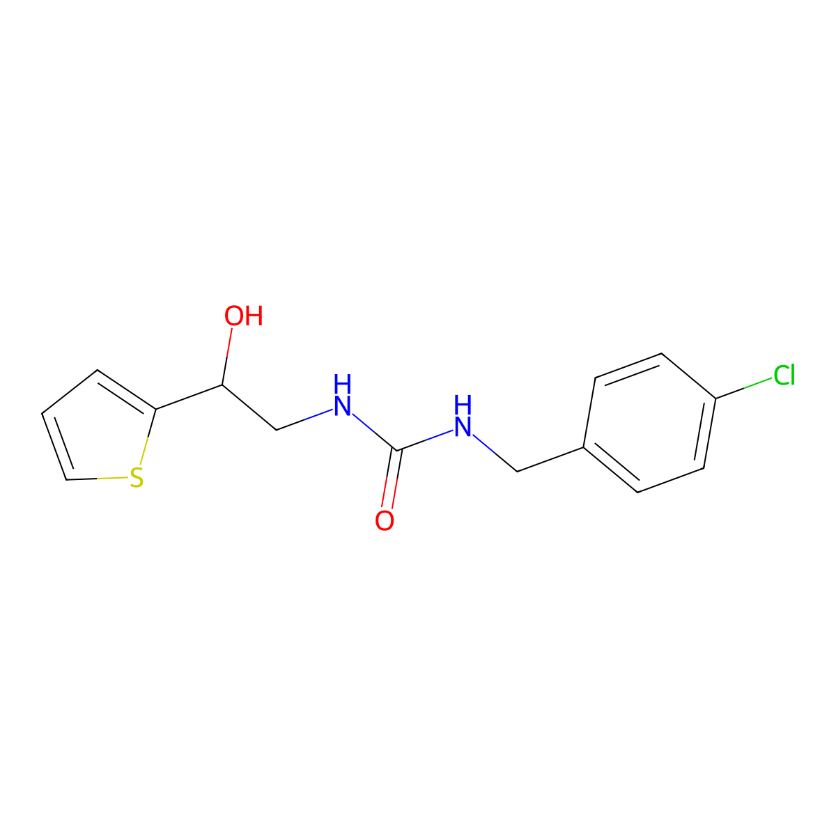 1-[(4-Chlorophenyl)methyl]-3-[2-hydroxy-2-(thiophen-2-yl)ethyl]urea molecular structure, CAS 1351622-24-6