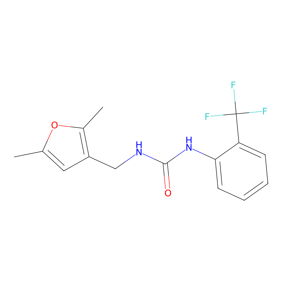 1-((2,5-Dimethylfuran-3-yl)methyl)-3-(2-(trifluoromethyl)phenyl)urea molecular structure, CAS 1351622-27-9