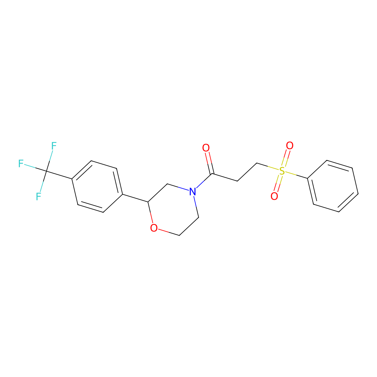 3-(Phenylsulfonyl)-1-(2-(4-(trifluoromethyl)phenyl)morpholino)propan-1-one molecular structure, CAS 1351622-39-3