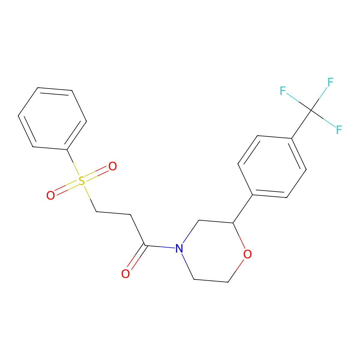 3-(Phenylsulfonyl)-1-(2-(4-(trifluoromethyl)phenyl)morpholino)propan-1-one molecular structure, CAS 1351622-39-3