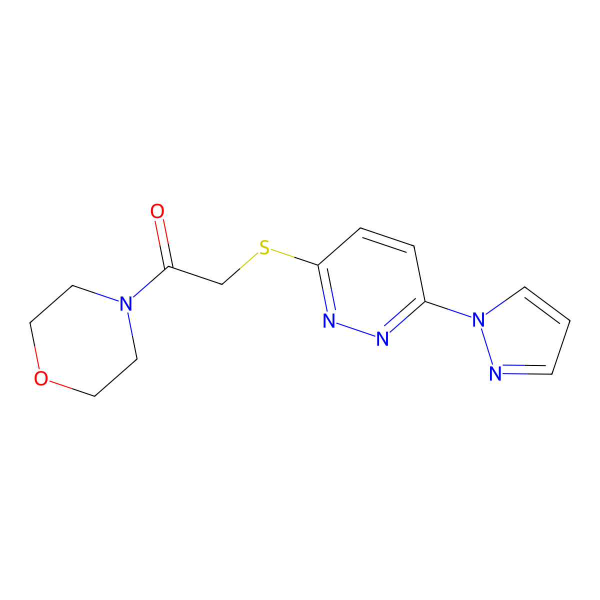 2-((6-(1H-pyrazol-1-yl)pyridazin-3-yl)thio)-1-morpholinoethanone molecular structure, CAS 1351622-45-1