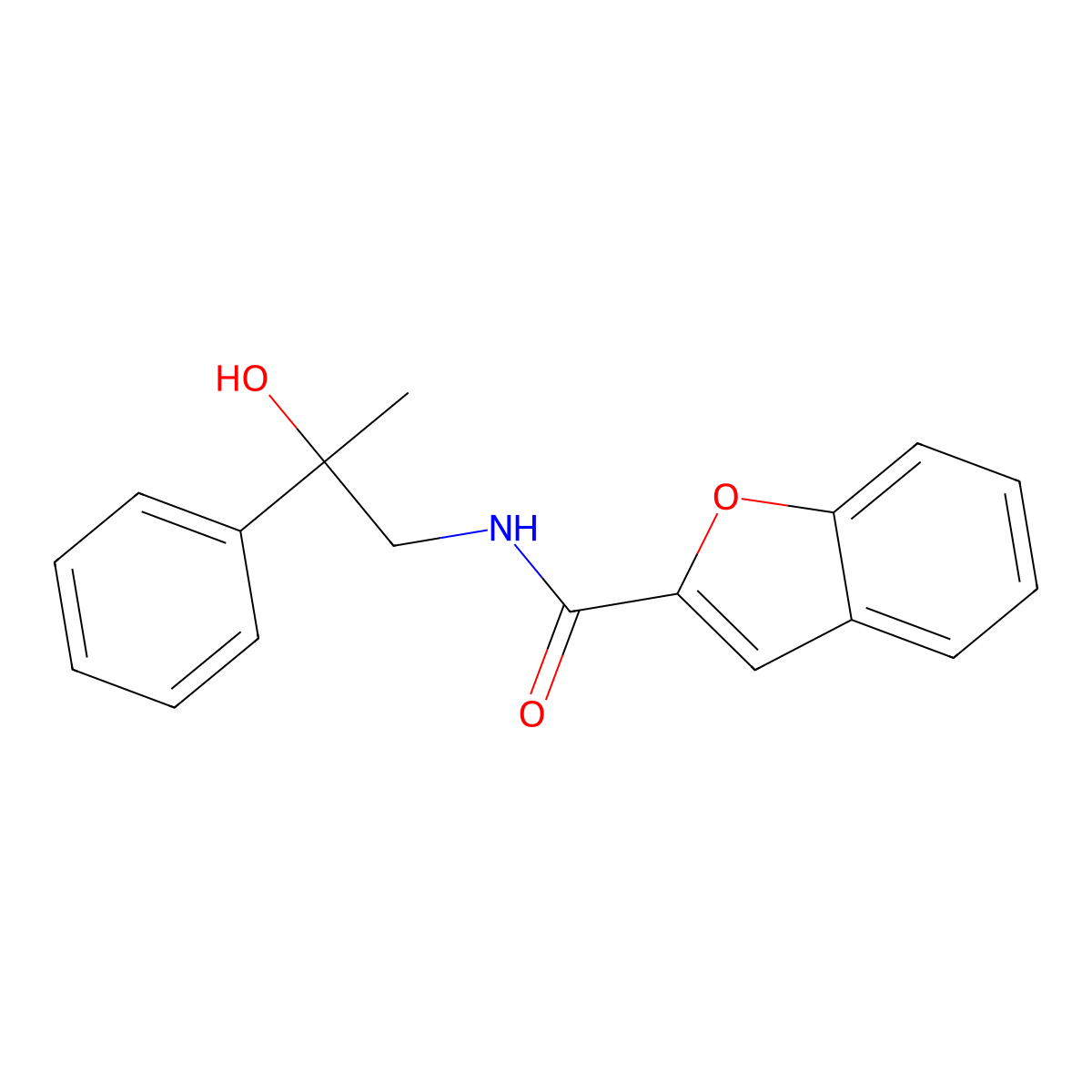 N-(2-hydroxy-2-phenylpropyl)benzofuran-2-carboxamide molecular structure, CAS 1351622-50-8
