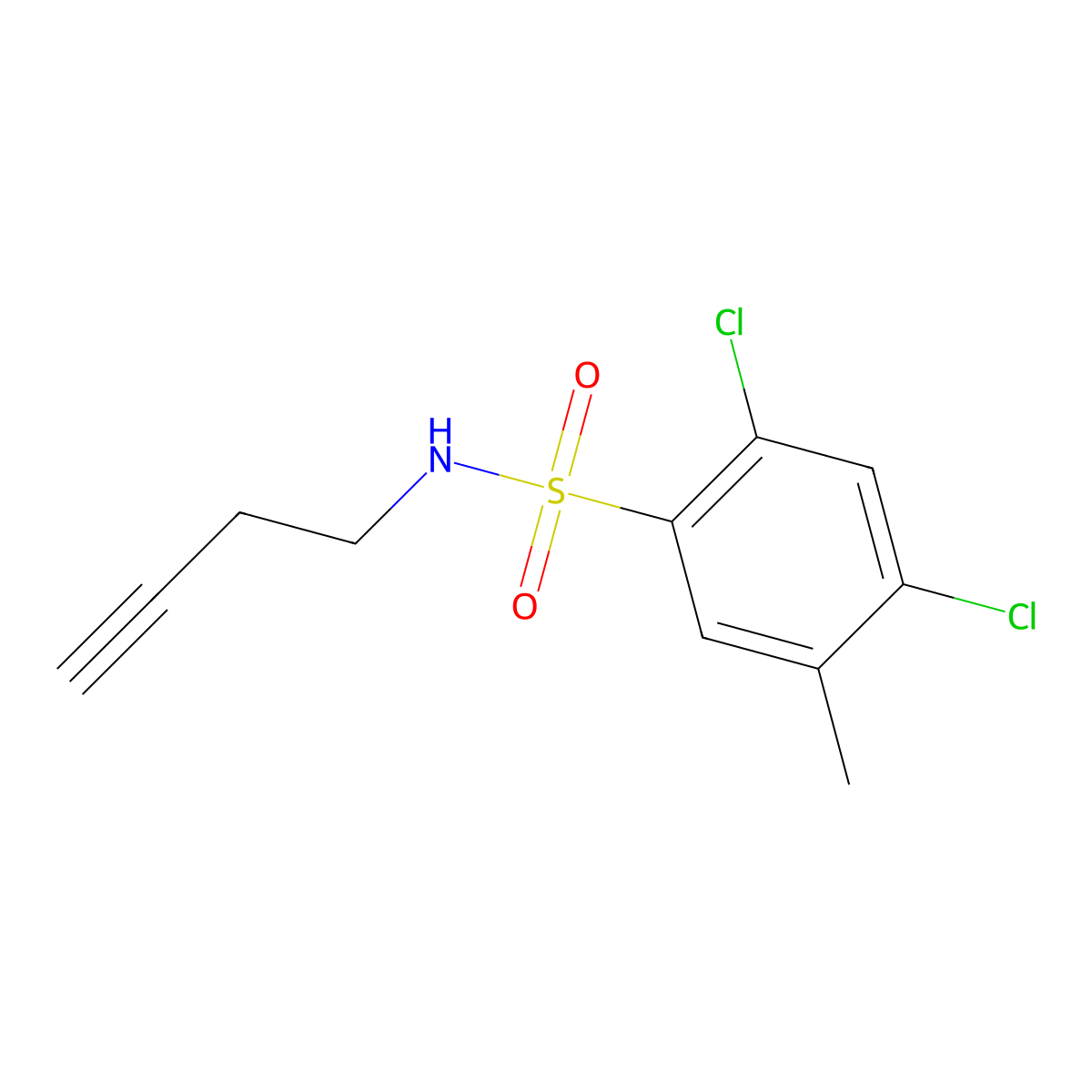 N-(but-3-yn-1-yl)-2,4-dichloro-5-methylbenzenesulfonamide molecular structure, CAS 1351622-51-9