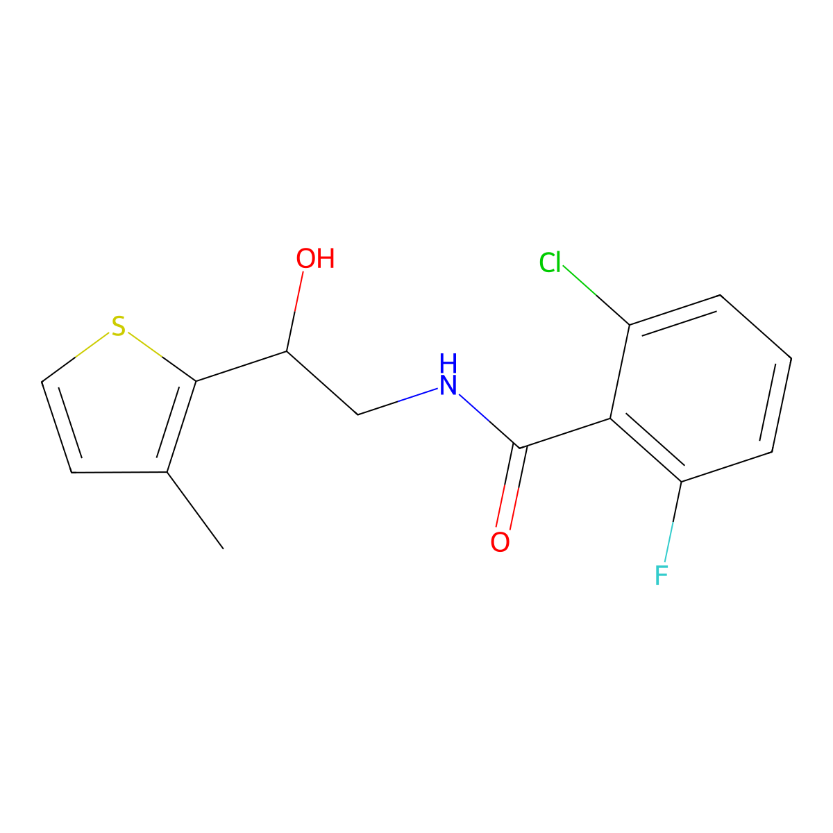2-chloro-6-fluoro-N-[2-hydroxy-2-(3-methylthiophen-2-yl)ethyl]benzamide molecular structure, CAS 1351622-54-2