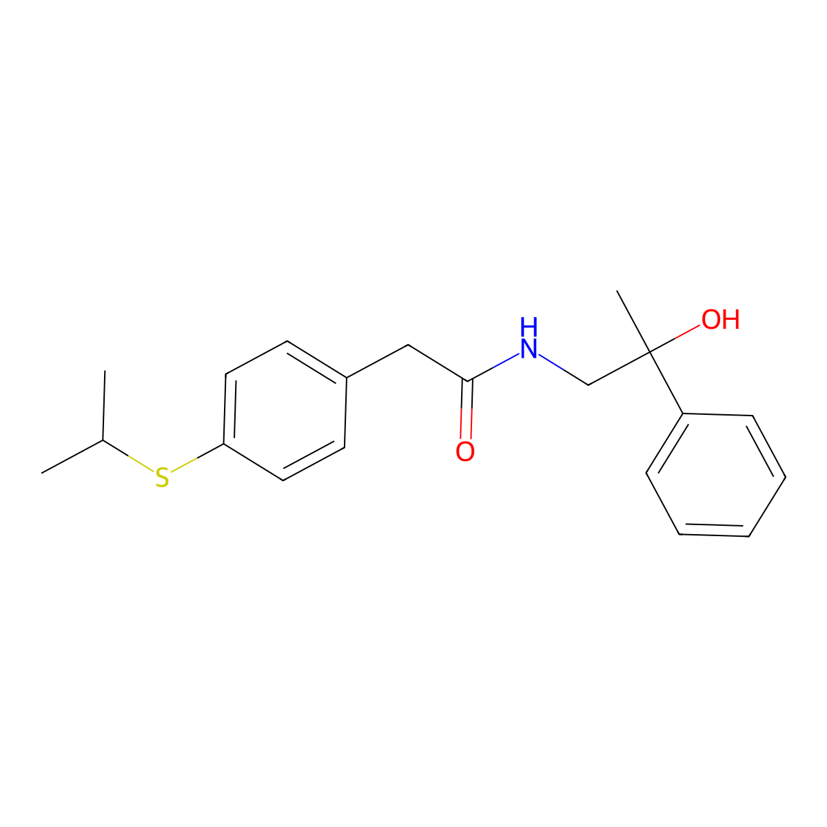 N-(2-hydroxy-2-phenylpropyl)-2-(4-(isopropylthio)phenyl)acetamide molecular structure, CAS 1351622-55-3