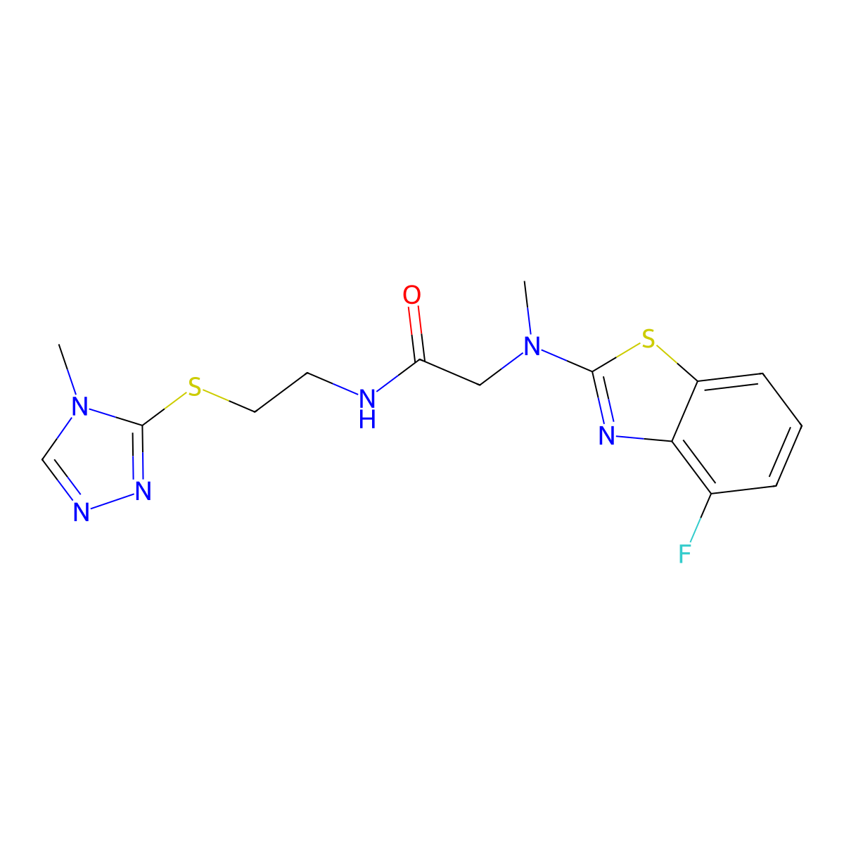 2-((4-fluorobenzo[d]thiazol-2-yl)(methyl)amino)-N-(2-((4-methyl-4H-1,2,4-triazol-3-yl)thio)ethyl)acetamide molecular structure, CAS 1351622-56-4