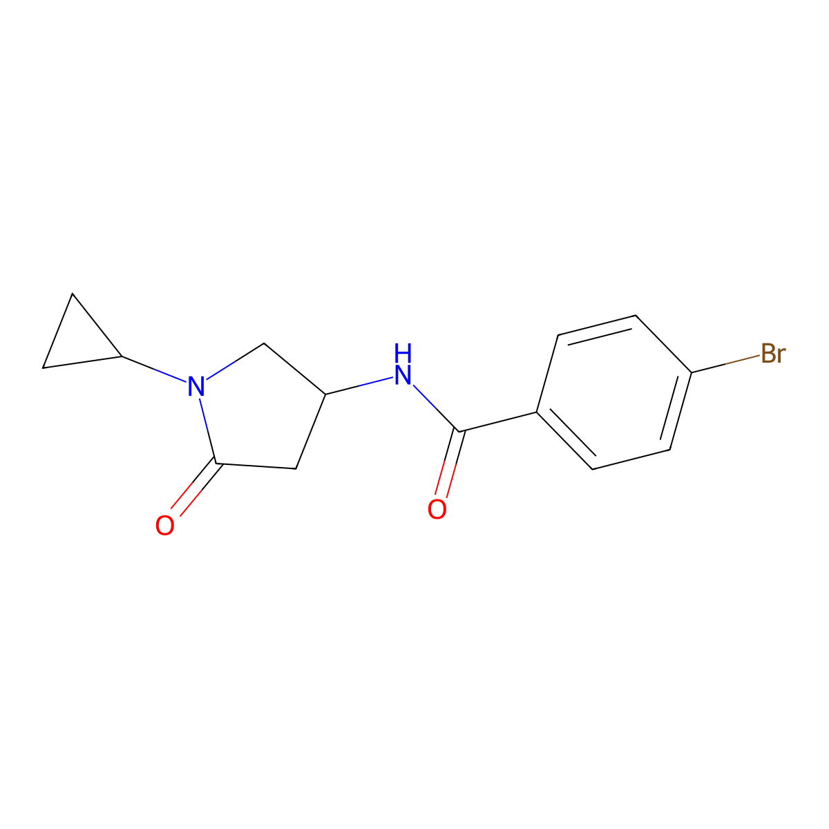 4-bromo-N-(1-cyclopropyl-5-oxopyrrolidin-3-yl)benzamide molecular structure, CAS 1351622-64-4
