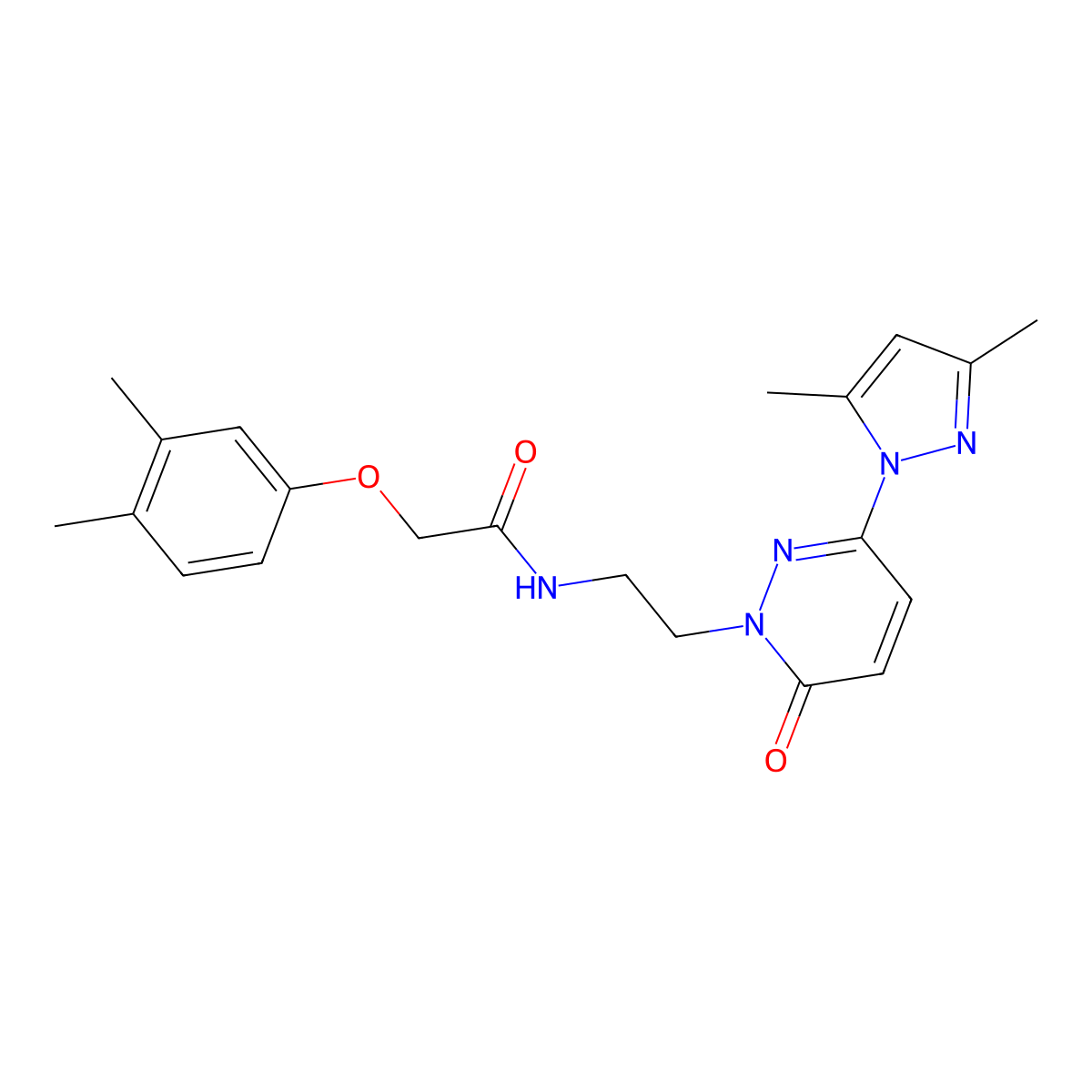 N-(2-(3-(3,5-dimethyl-1H-pyrazol-1-yl)-6-oxopyridazin-1(6H)-yl)ethyl)-2-(3,4-dimethylphenoxy)acetamide molecular structure, CAS 1351622-68-8