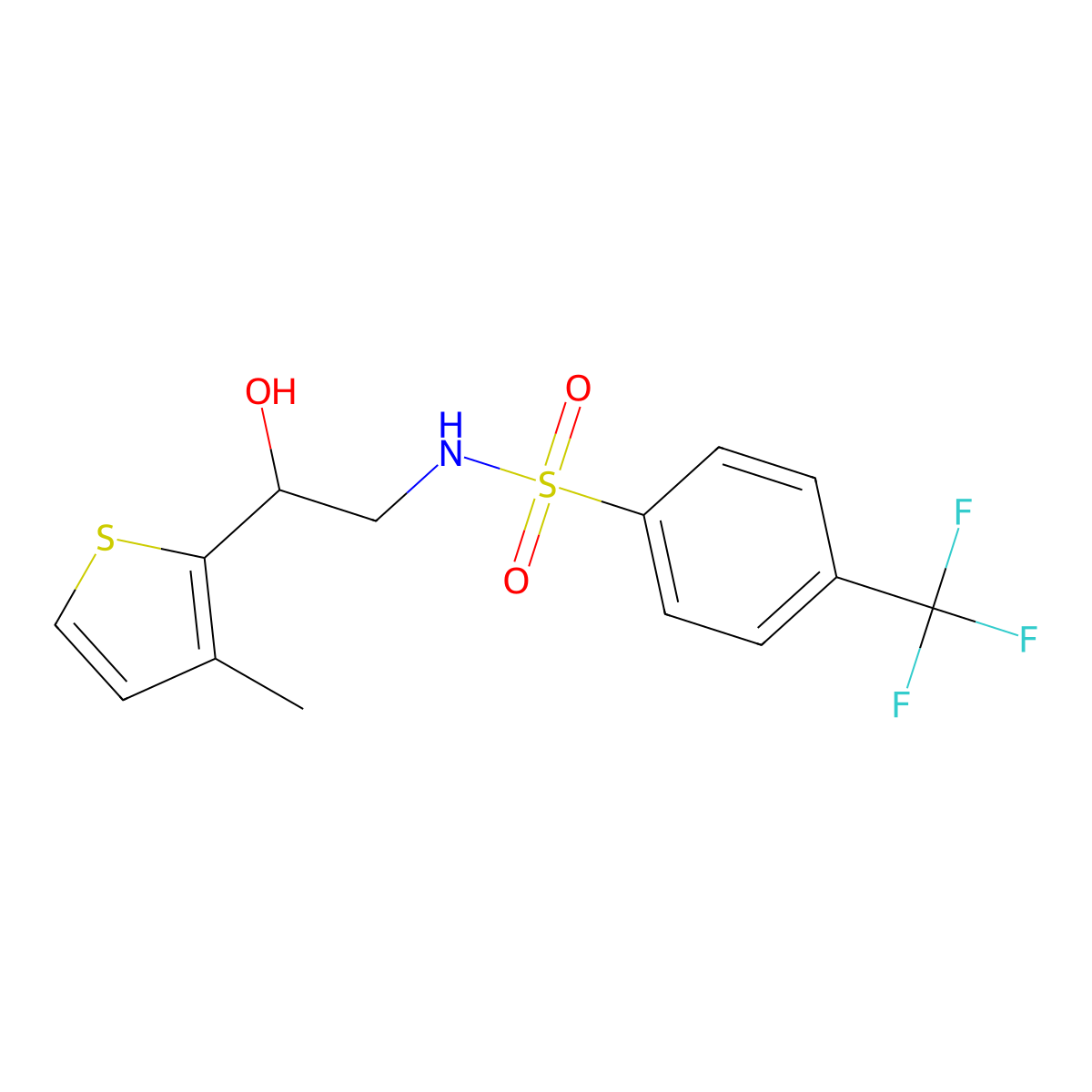 N-(2-hydroxy-2-(3-methylthiophen-2-yl)ethyl)-4-(trifluoromethyl)benzenesulfonamide molecular structure, CAS 1351622-78-0