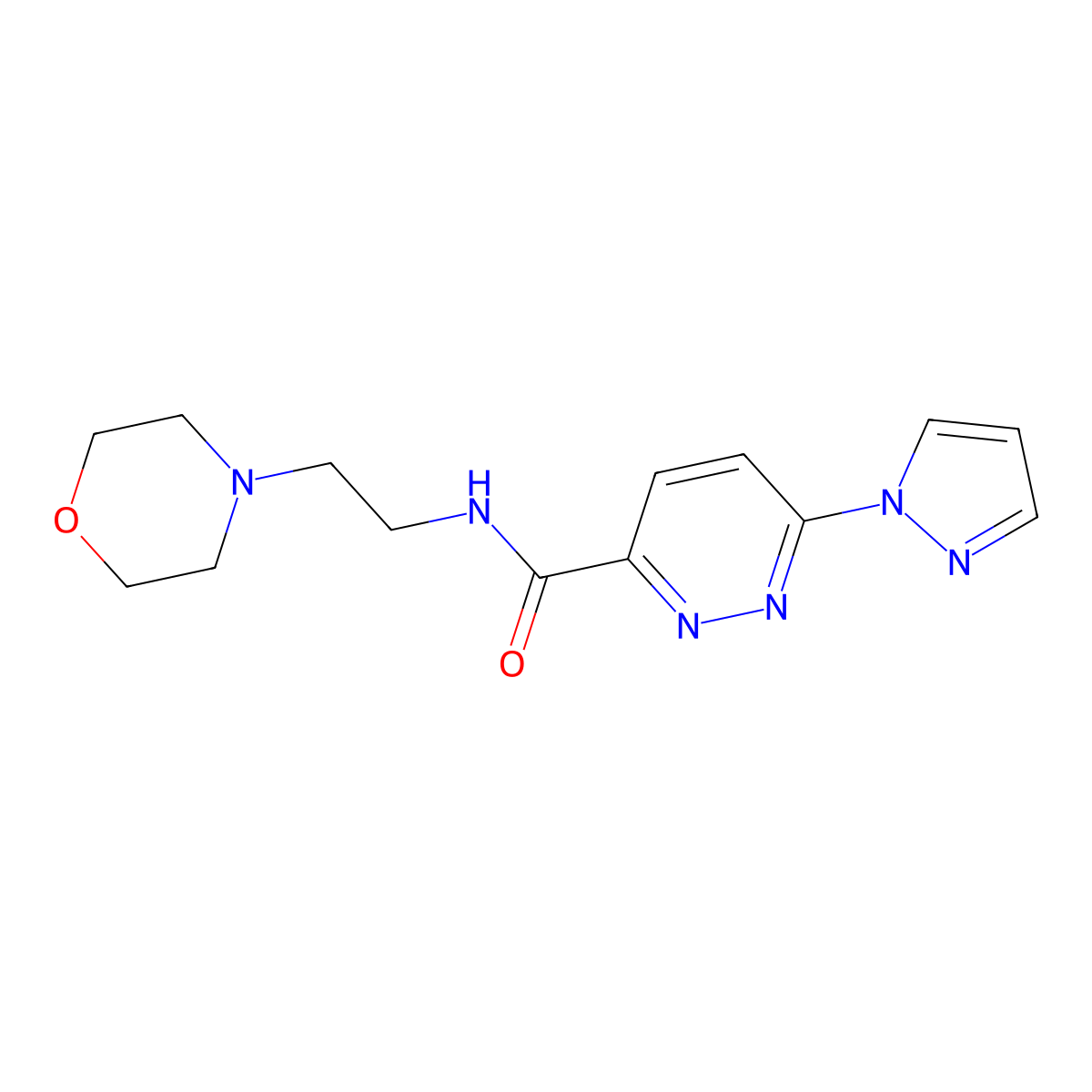 N-[2-(morpholin-4-yl)ethyl]-6-(1H-pyrazol-1-yl)pyridazine-3-carboxamide molecular structure, CAS 1351622-80-4