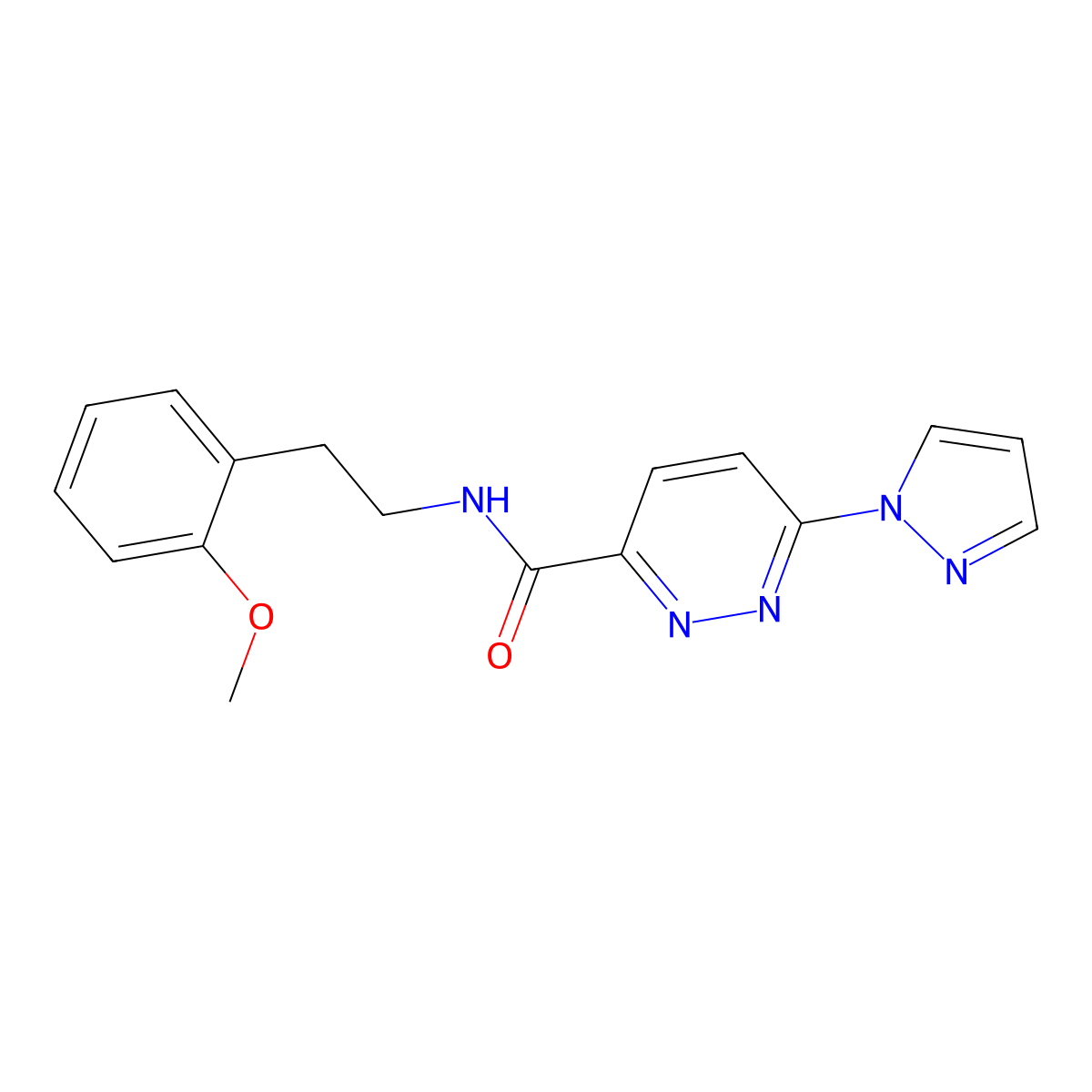 N-(2-methoxyphenethyl)-6-(1H-pyrazol-1-yl)pyridazine-3-carboxamide molecular structure, CAS 1351622-86-0