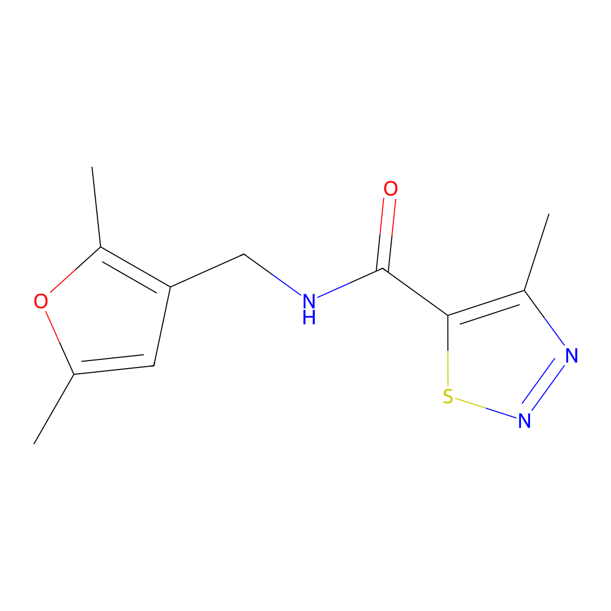 N-[(2,5-dimethylfuran-3-yl)methyl]-4-methyl-1,2,3-thiadiazole-5-carboxamide molecular structure, CAS 1351622-93-9