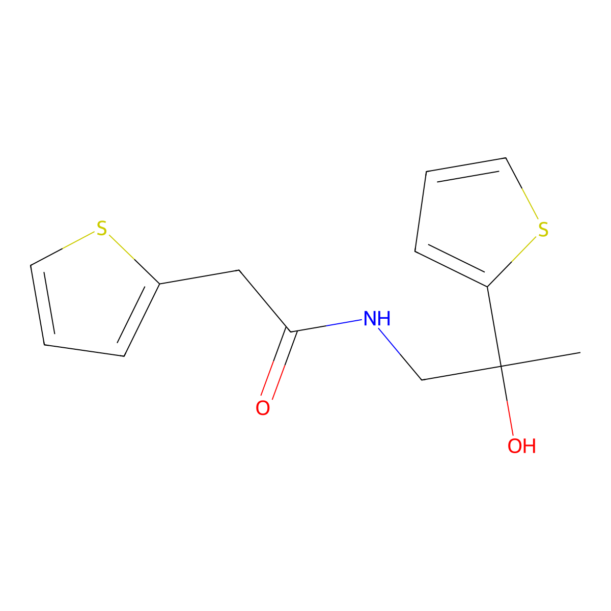 N-[2-hydroxy-2-(thiophen-2-yl)propyl]-2-(thiophen-2-yl)acetamide molecular structure, CAS 1351622-94-0