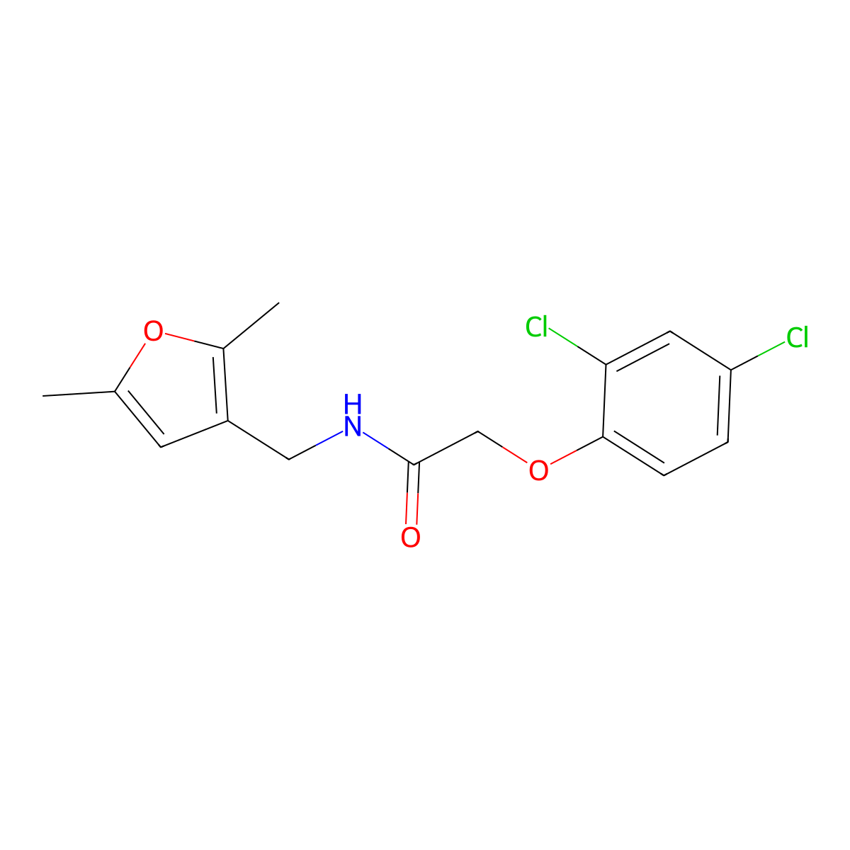 2-(2,4-dichlorophenoxy)-N-[(2,5-dimethylfuran-3-yl)methyl]acetamide molecular structure, CAS 1351622-99-5