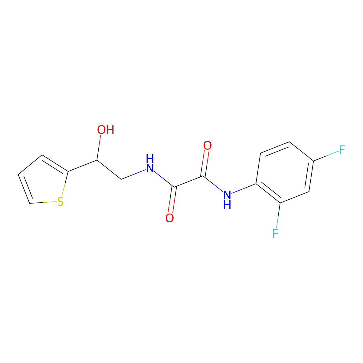 N1-(2,4-difluorophenyl)-N2-(2-hydroxy-2-(thiophen-2-yl)ethyl)oxalamide molecular structure, CAS 1351623-05-6