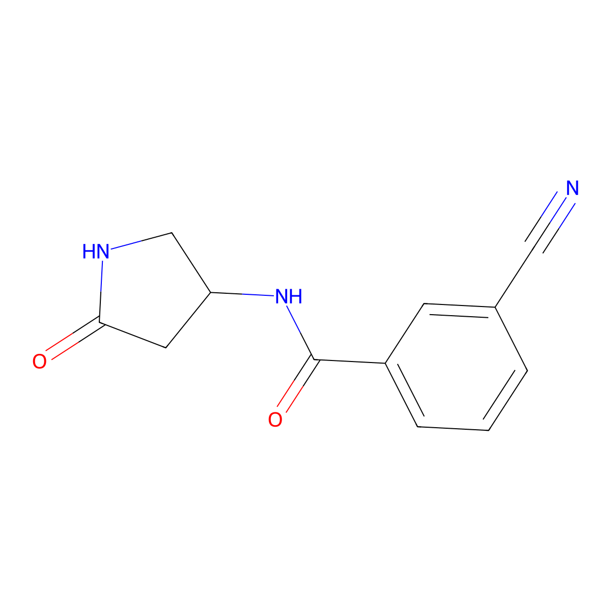3-cyano-N-(5-oxopyrrolidin-3-yl)benzamide molecular structure, CAS 1351623-07-8