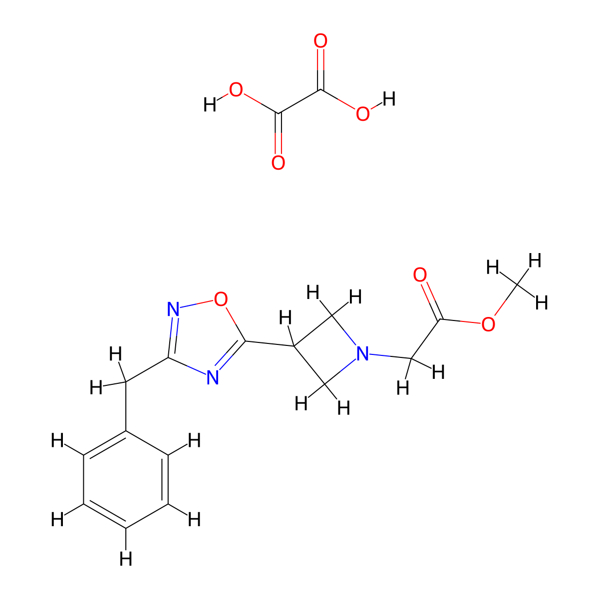 Methyl 2-(3-(3-benzyl-1,2,4-oxadiazol-5-yl)azetidin-1-yl)acetate oxalate molecular structure, CAS 1351623-09-0