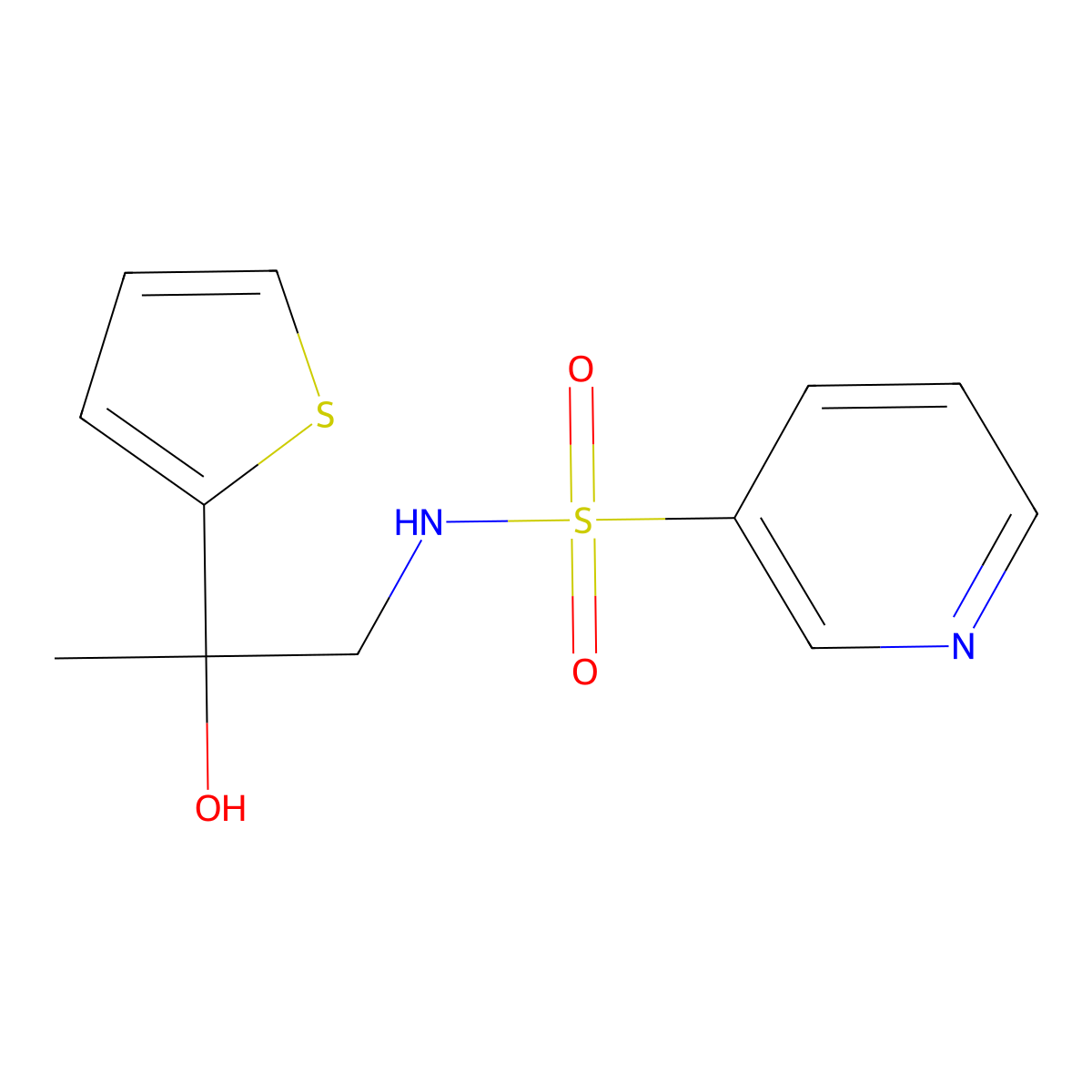N-[2-hydroxy-2-(thiophen-2-yl)propyl]pyridine-3-sulfonamide molecular structure, CAS 1351623-15-8