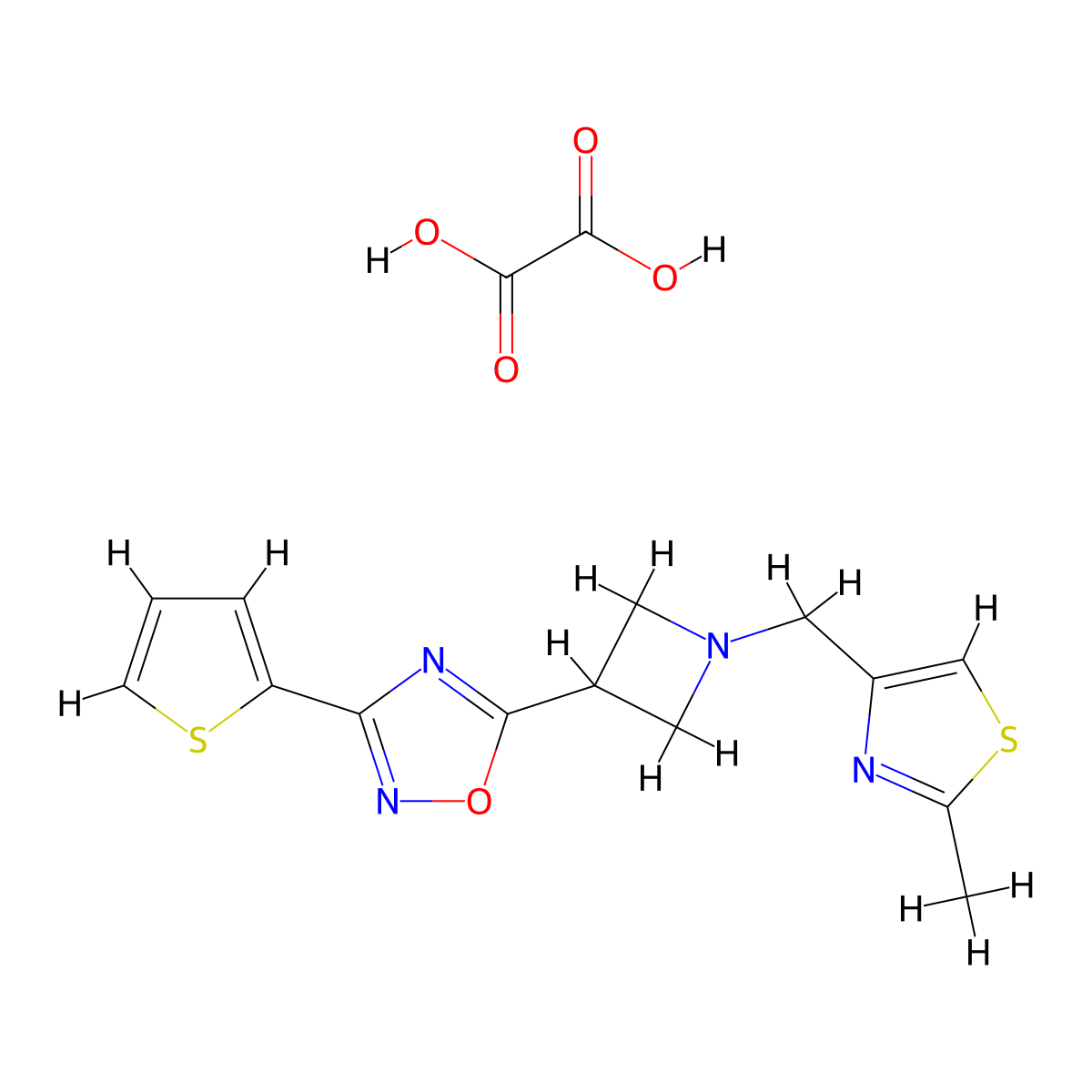 5-(1-((2-Methylthiazol-4-yl)methyl)azetidin-3-yl)-3-(thiophen-2-yl)-1,2,4-oxadiazole oxalate molecular structure, CAS 1351623-21-6