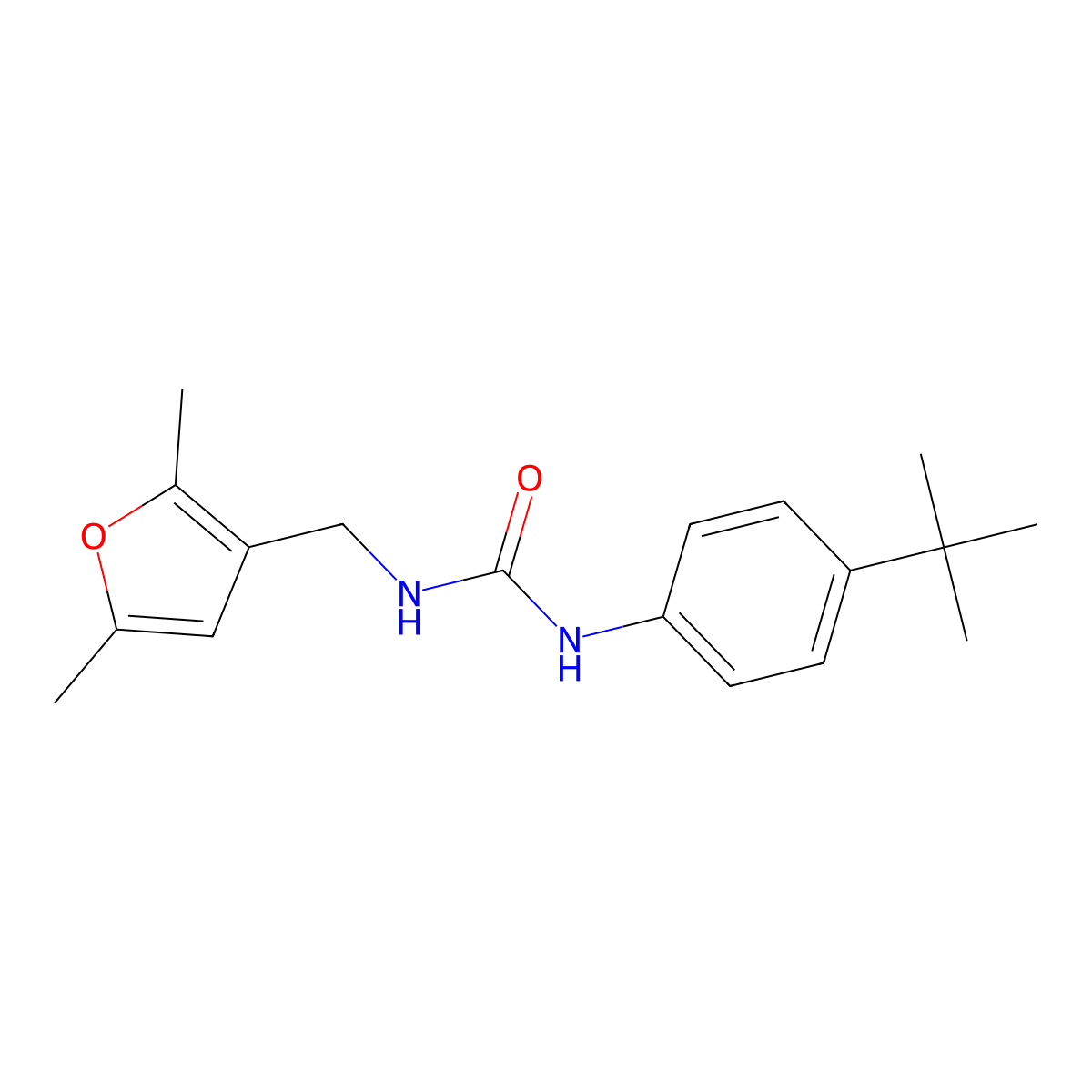 1-(4-(Tert-butyl)phenyl)-3-((2,5-dimethylfuran-3-yl)methyl)urea molecular structure, CAS 1351623-22-7