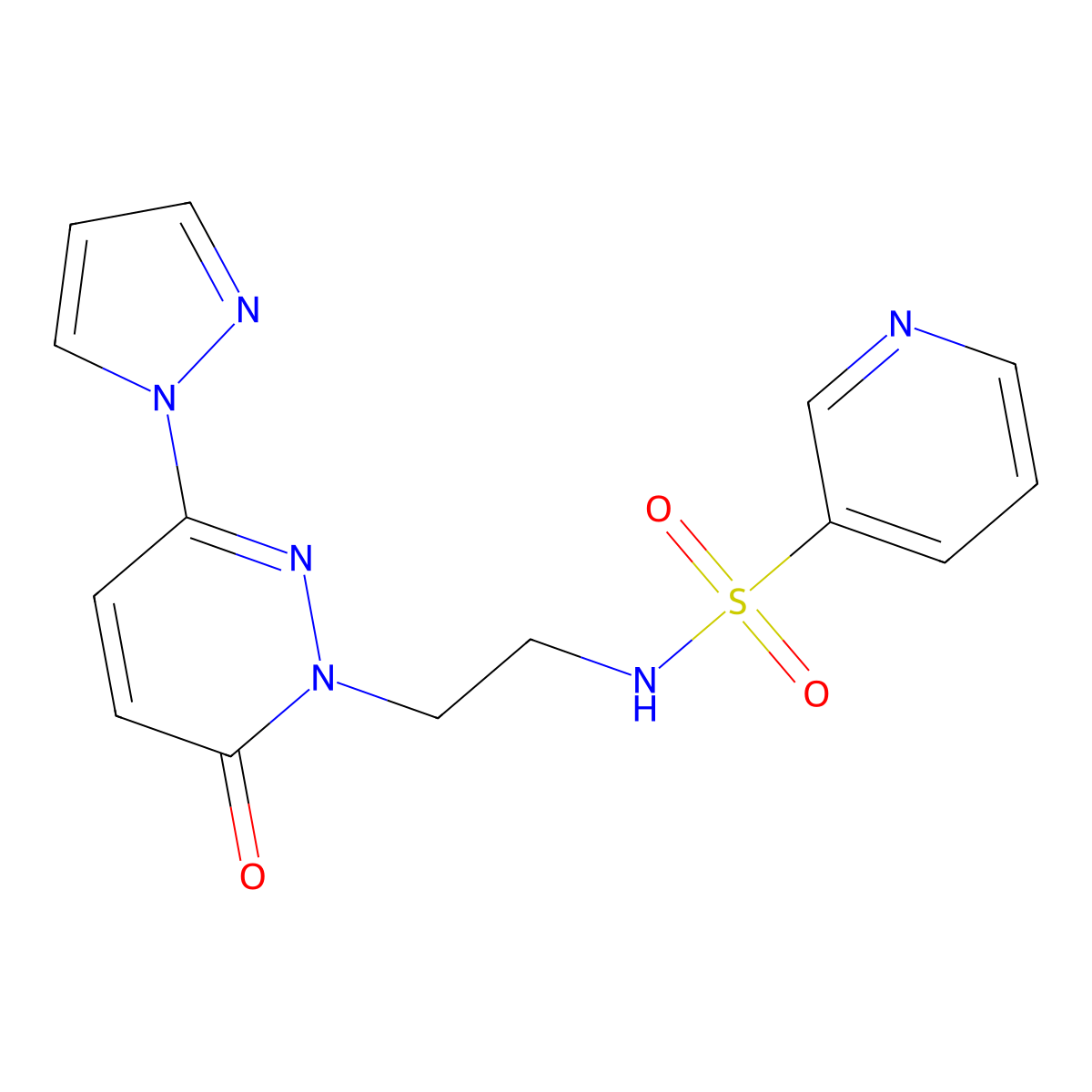 N-(2-(6-oxo-3-(1H-pyrazol-1-yl)pyridazin-1(6H)-yl)ethyl)pyridine-3-sulfonamide molecular structure, CAS 1351623-25-0