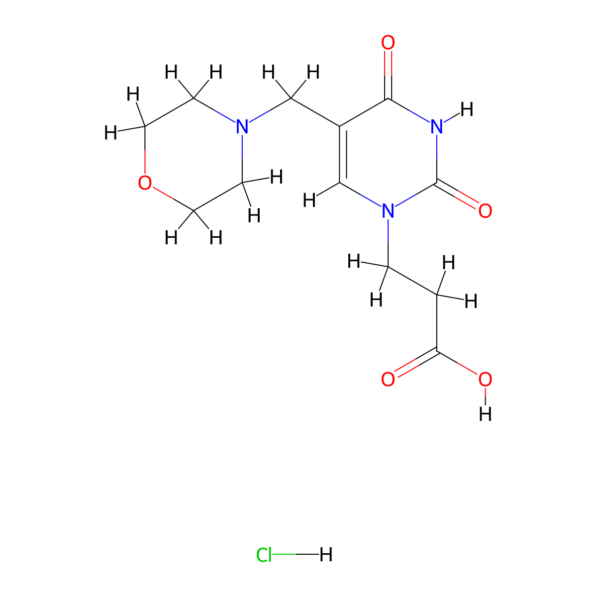 3-[5-(morpholin-4-ylmethyl)-2,4-dioxo-3,4-dihydropyrimidin-1(2H)-yl]propanoic acid hydrochloride molecular structure, CAS 1351623-30-7