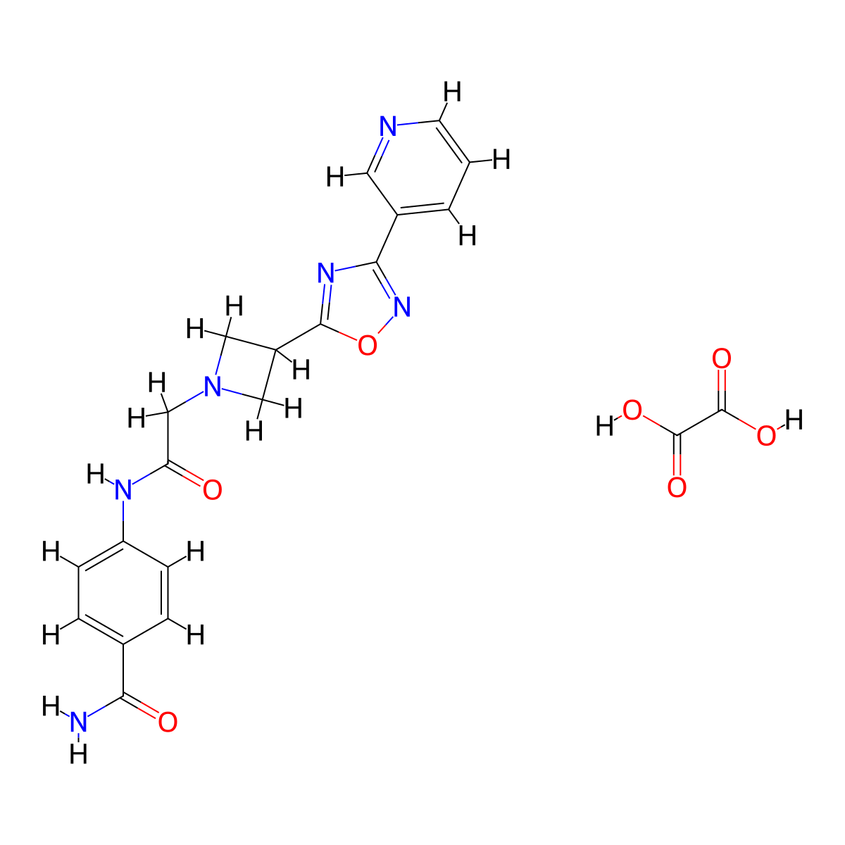 4-(2-(3-(3-(Pyridin-3-yl)-1,2,4-oxadiazol-5-yl)azetidin-1-yl)acetamido)benzamide oxalate molecular structure, CAS 1351623-33-0
