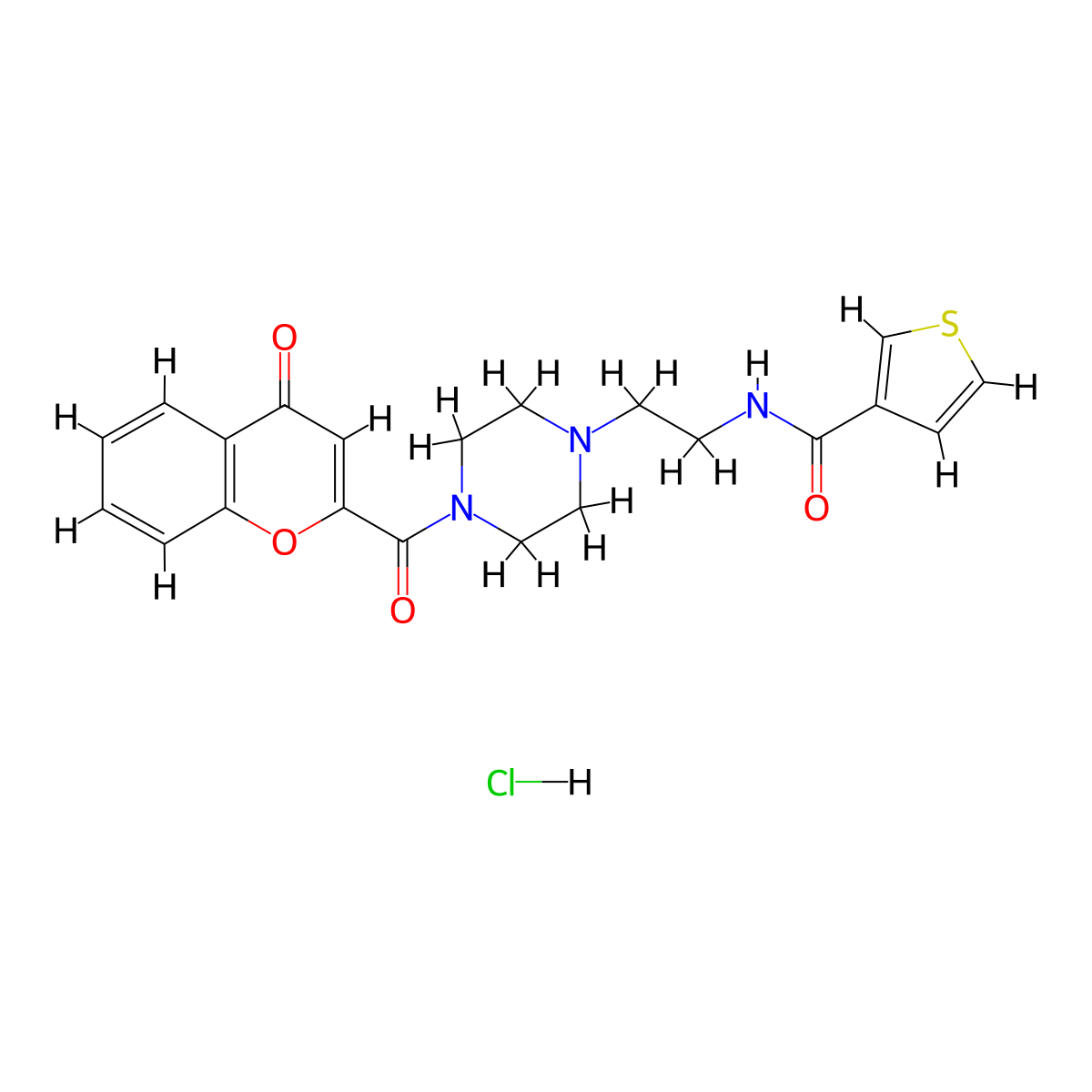 N-{2-[4-(4-oxo-4H-chromene-2-carbonyl)piperazin-1-yl]ethyl}thiophene-3-carboxamide hydrochloride molecular structure, CAS 1351623-40-9