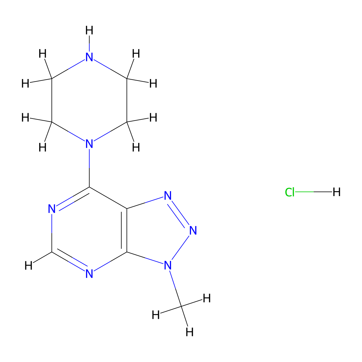 3-Methyl-7-piperazin-1-yl-3H-[1,2,3]triazolo[4,5-d]pyrimidine hydrochloride molecular structure, CAS 1351623-43-2