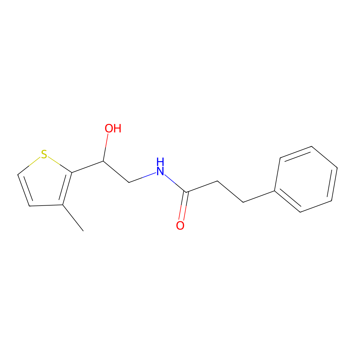 N-[2-hydroxy-2-(3-methylthiophen-2-yl)ethyl]-3-phenylpropanamide molecular structure, CAS 1351623-44-3