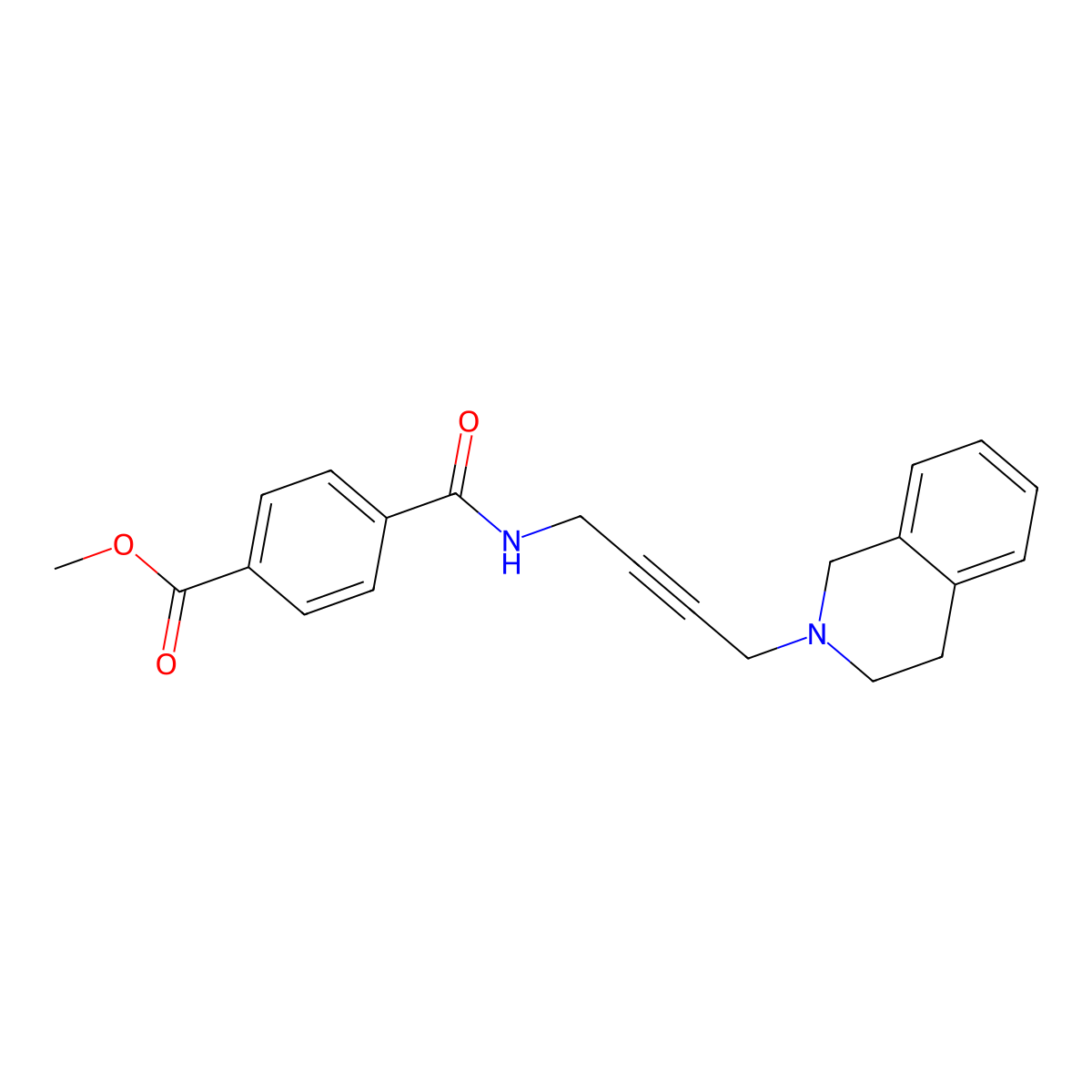 methyl 4-((4-(3,4-dihydroisoquinolin-2(1H)-yl)but-2-yn-1-yl)carbamoyl)benzoate molecular structure, CAS 1351630-15-3